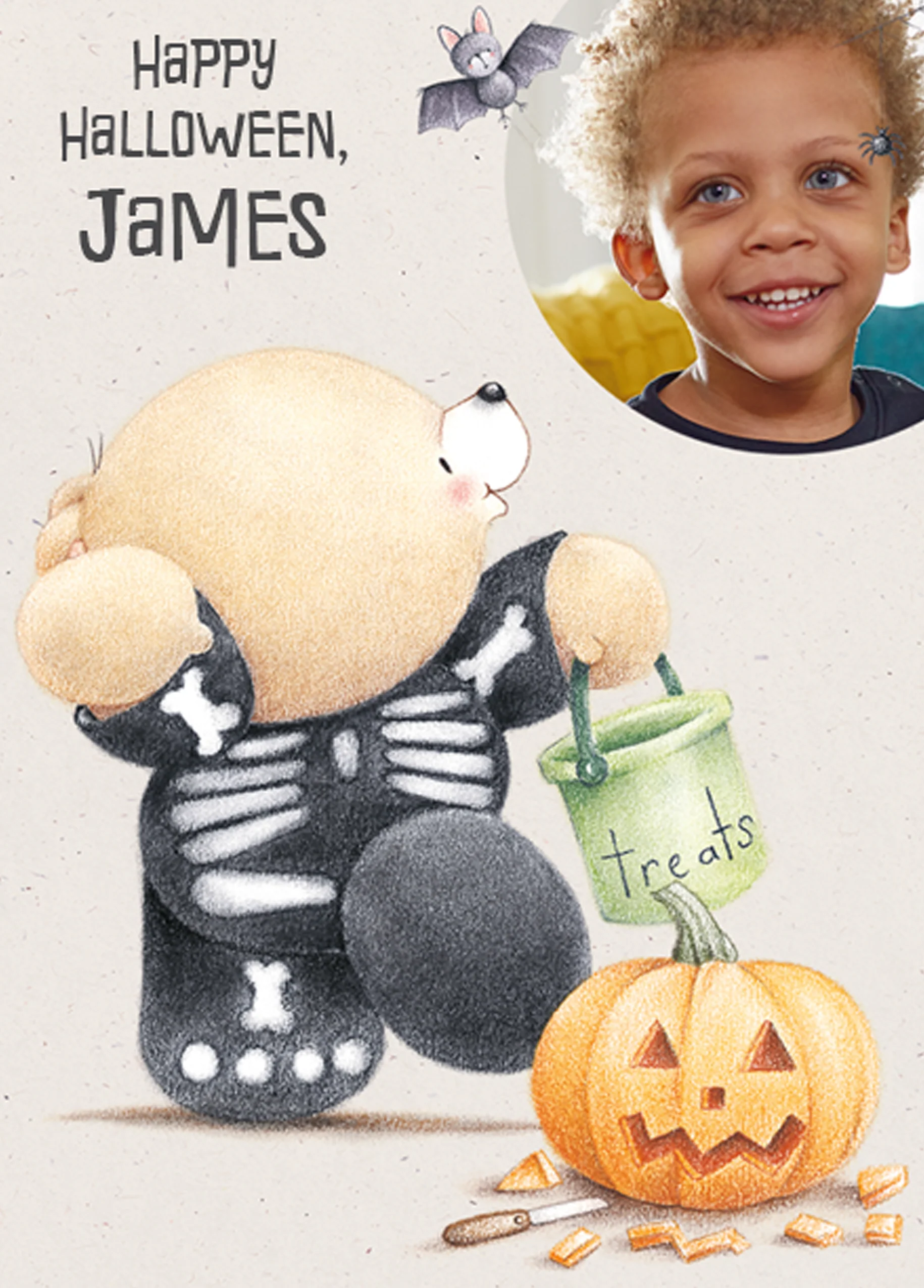 Personalised Forever Friends Skeleton Halloween Photo Card