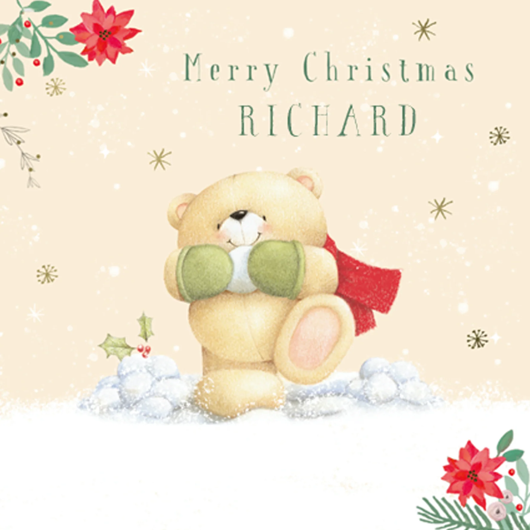 Personalised Forever Friends Snowballs Christmas Card for Him