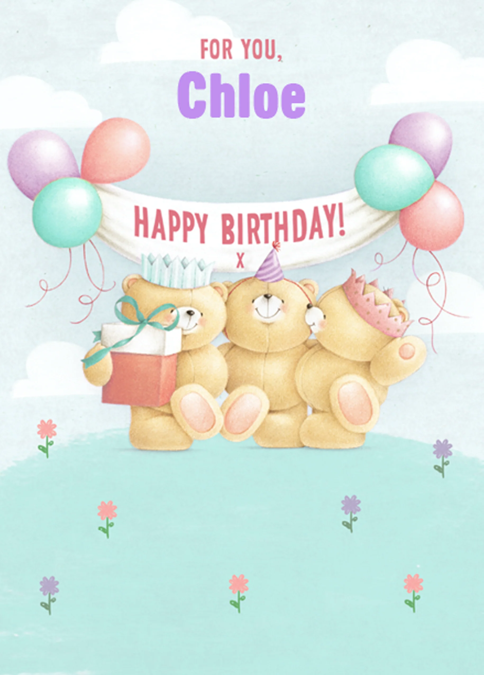 Personalised Forever Friends Teddy Birthday Card