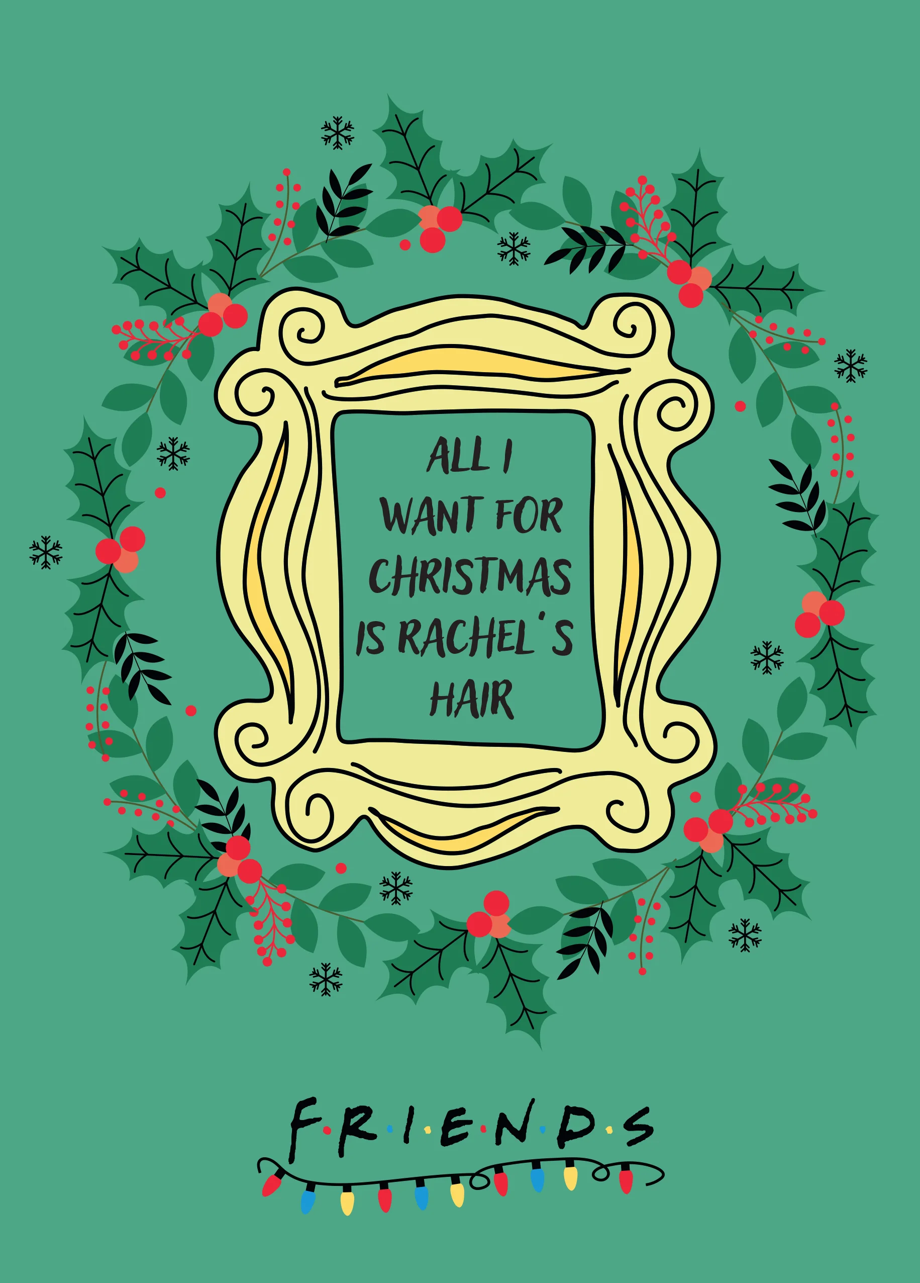 Personalised Friends Peephole Frame & Wreath Christmas Card