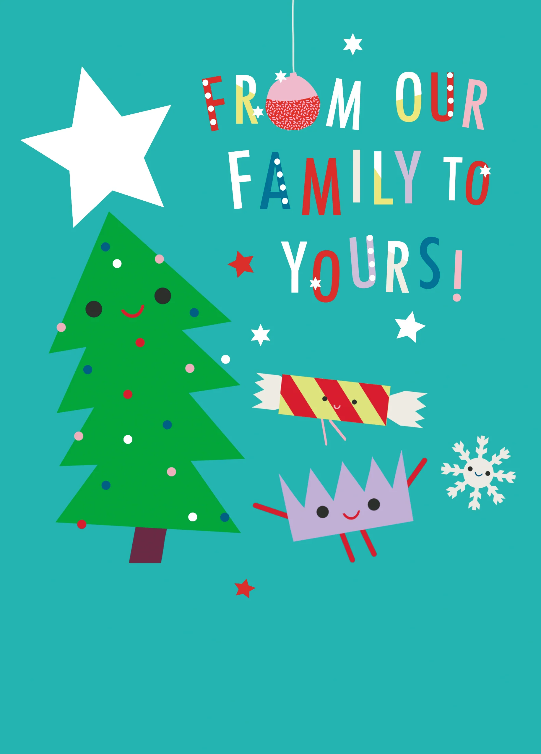 Personalised From All Of Us Family Festive Tree Christmas Card