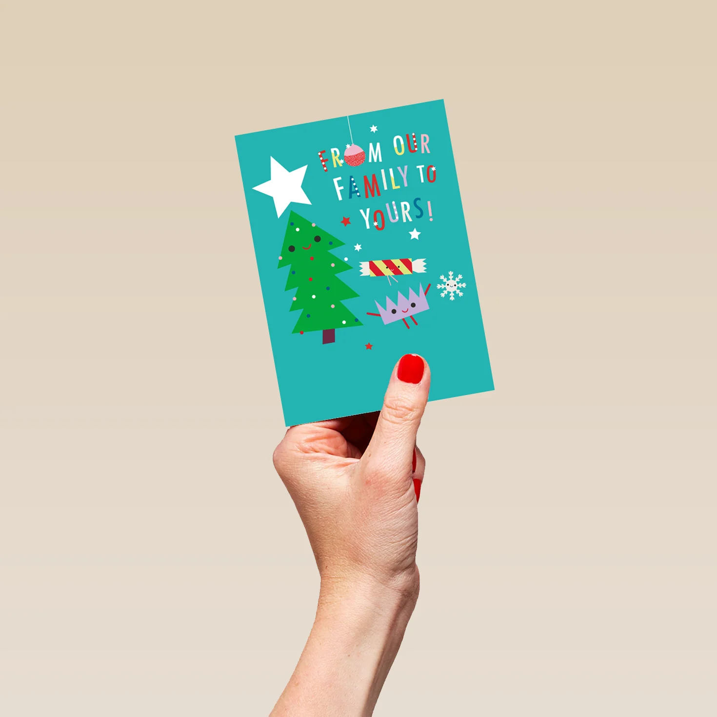 Personalised From All Of Us Family Festive Tree Christmas Card - Image 4
