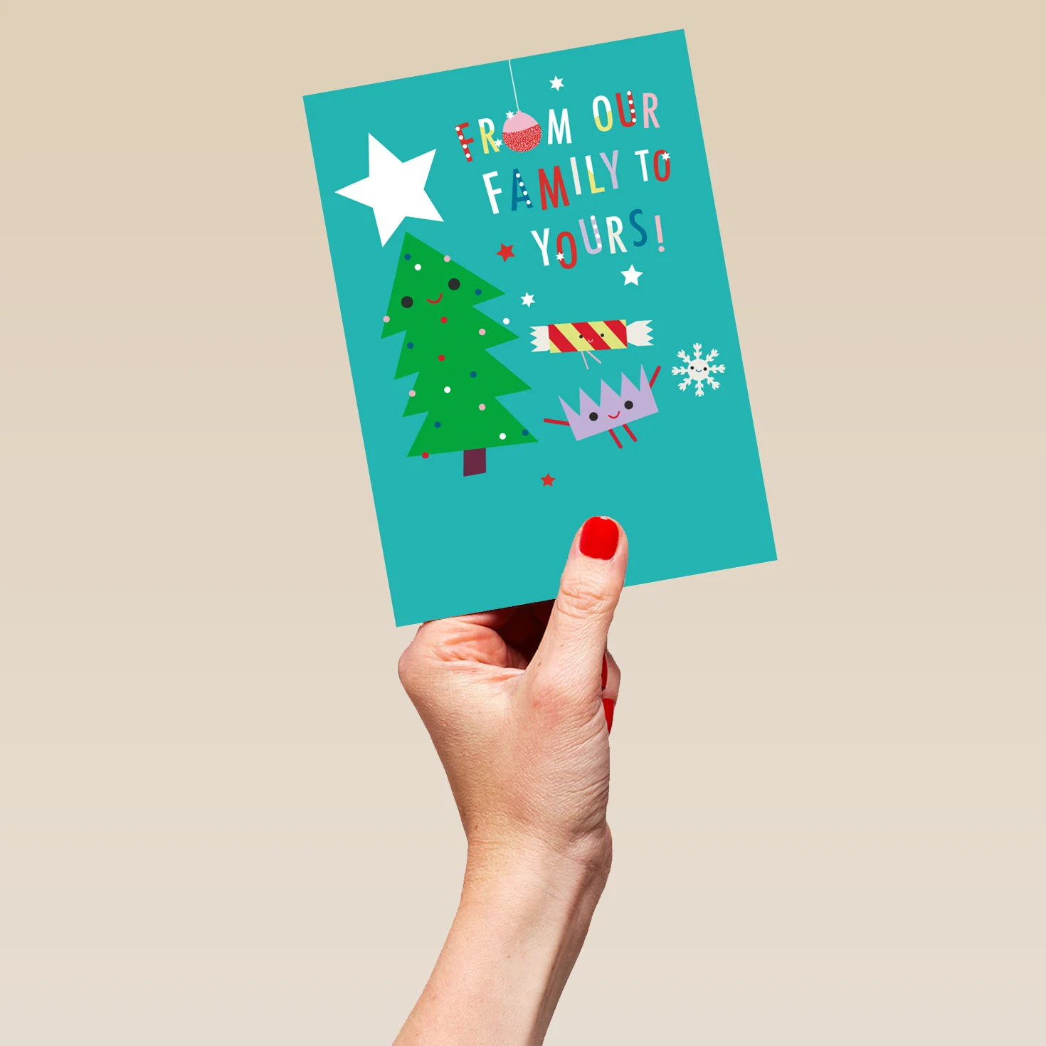 Personalised From All Of Us Family Festive Tree Christmas Card - Image 5