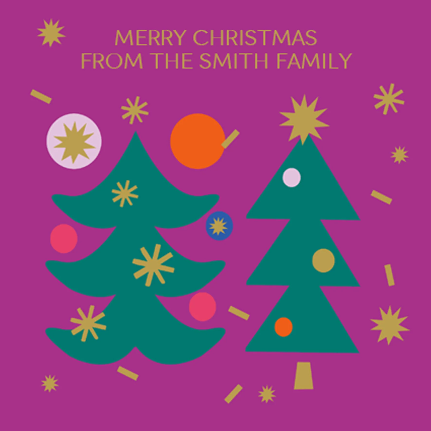 Personalised From All Of Us Family Festive Trees Christmas Card