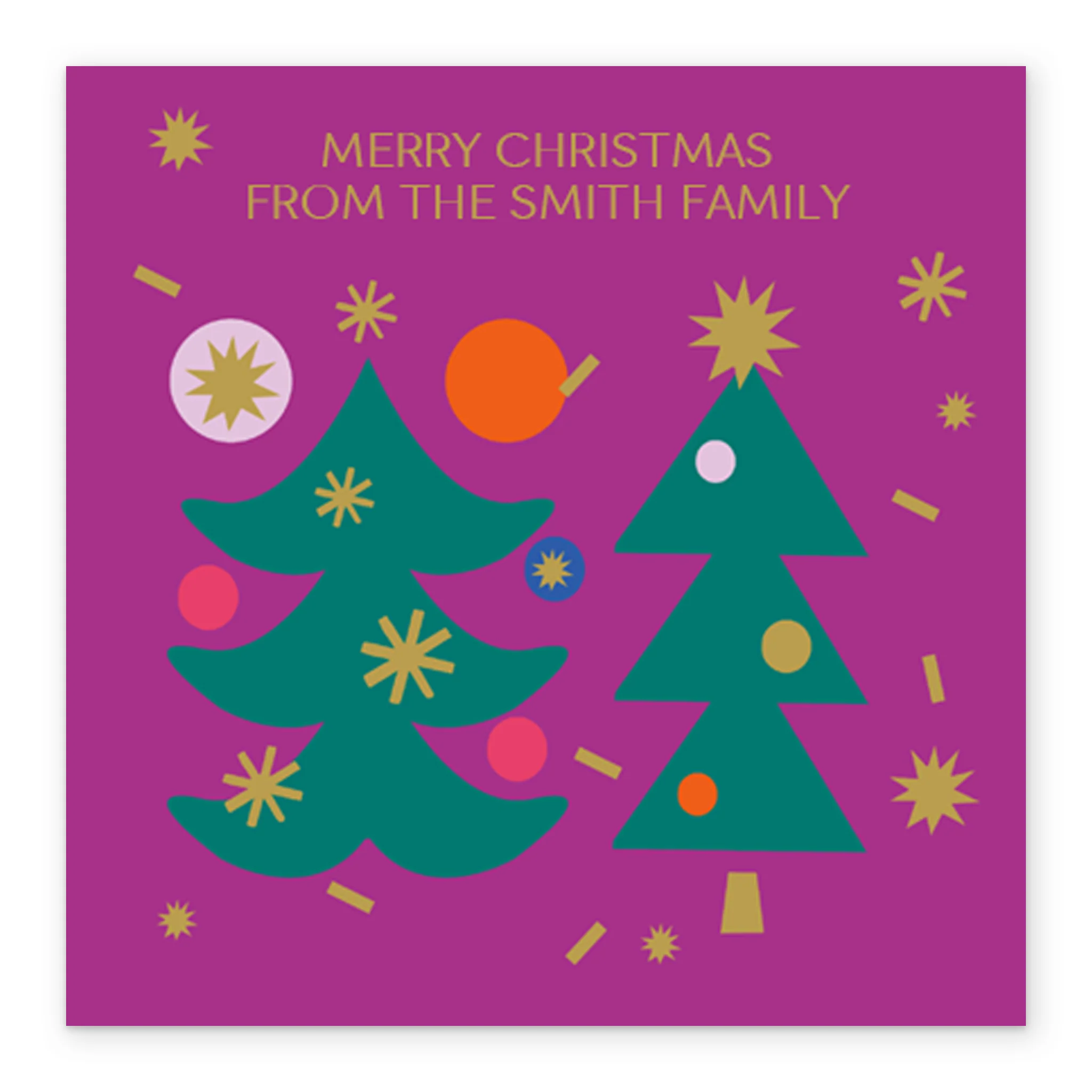 Personalised From All Of Us Family Festive Trees Christmas Card - Image 2