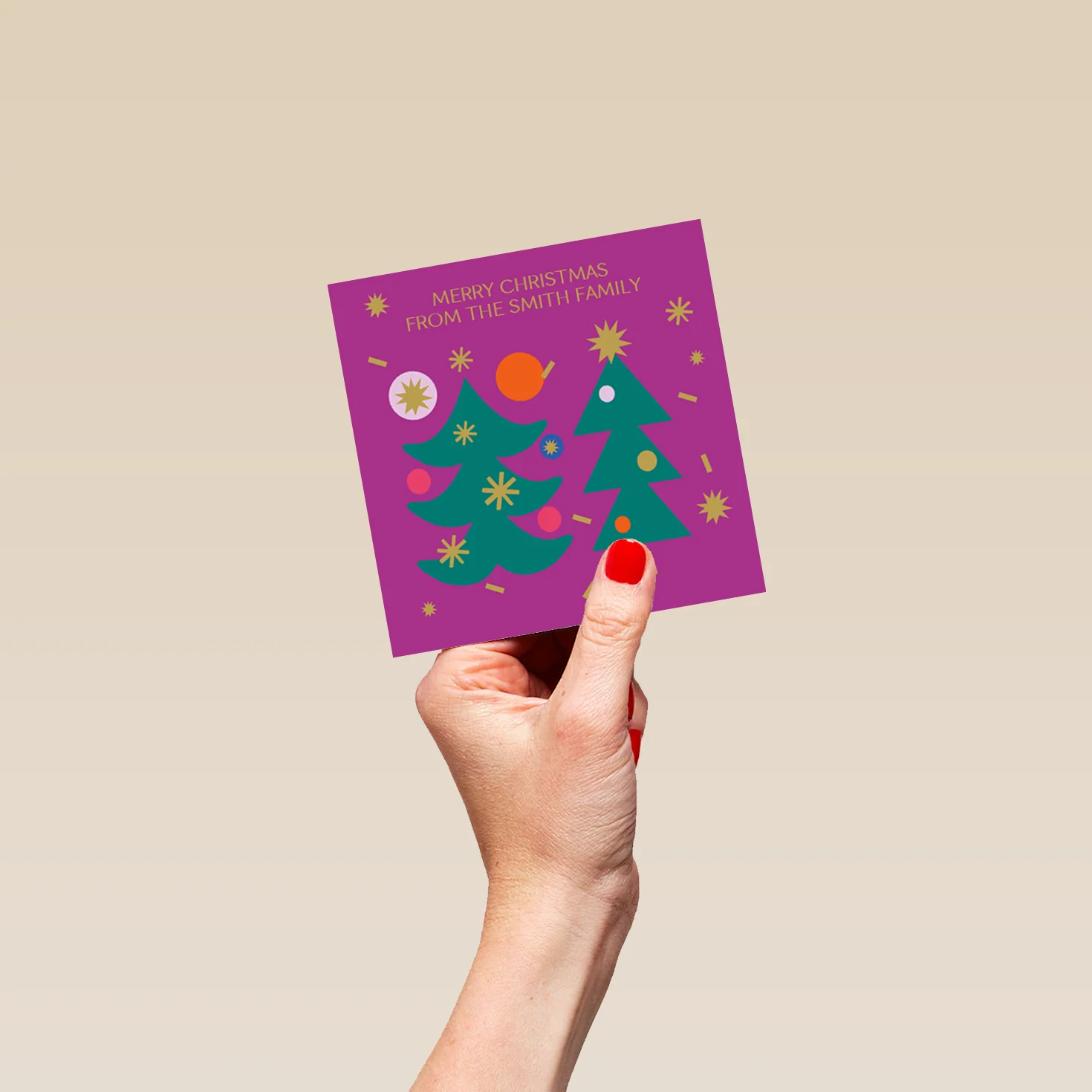 Personalised From All Of Us Family Festive Trees Christmas Card - Image 4