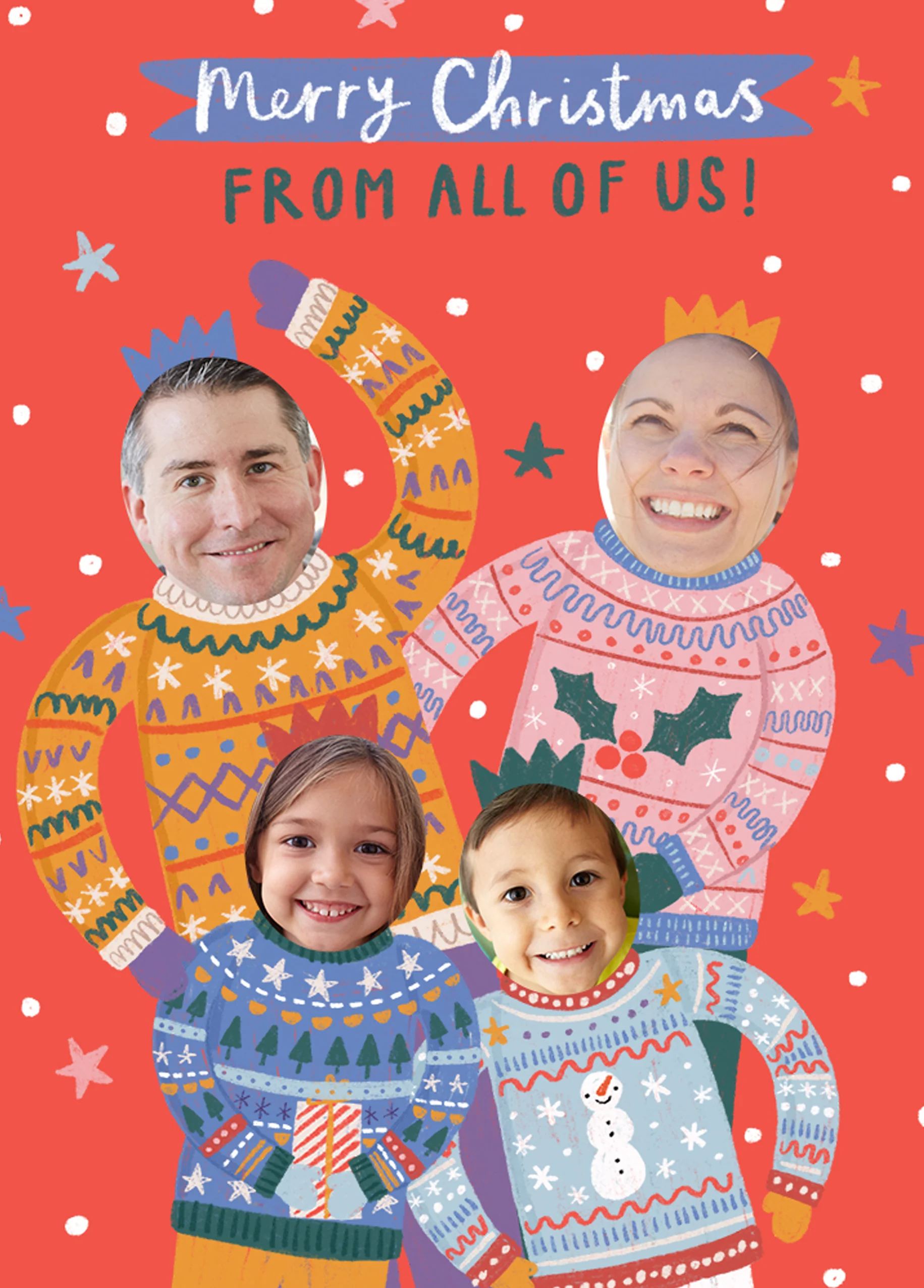Personalised From All Of Us Funny Photo Christmas Card