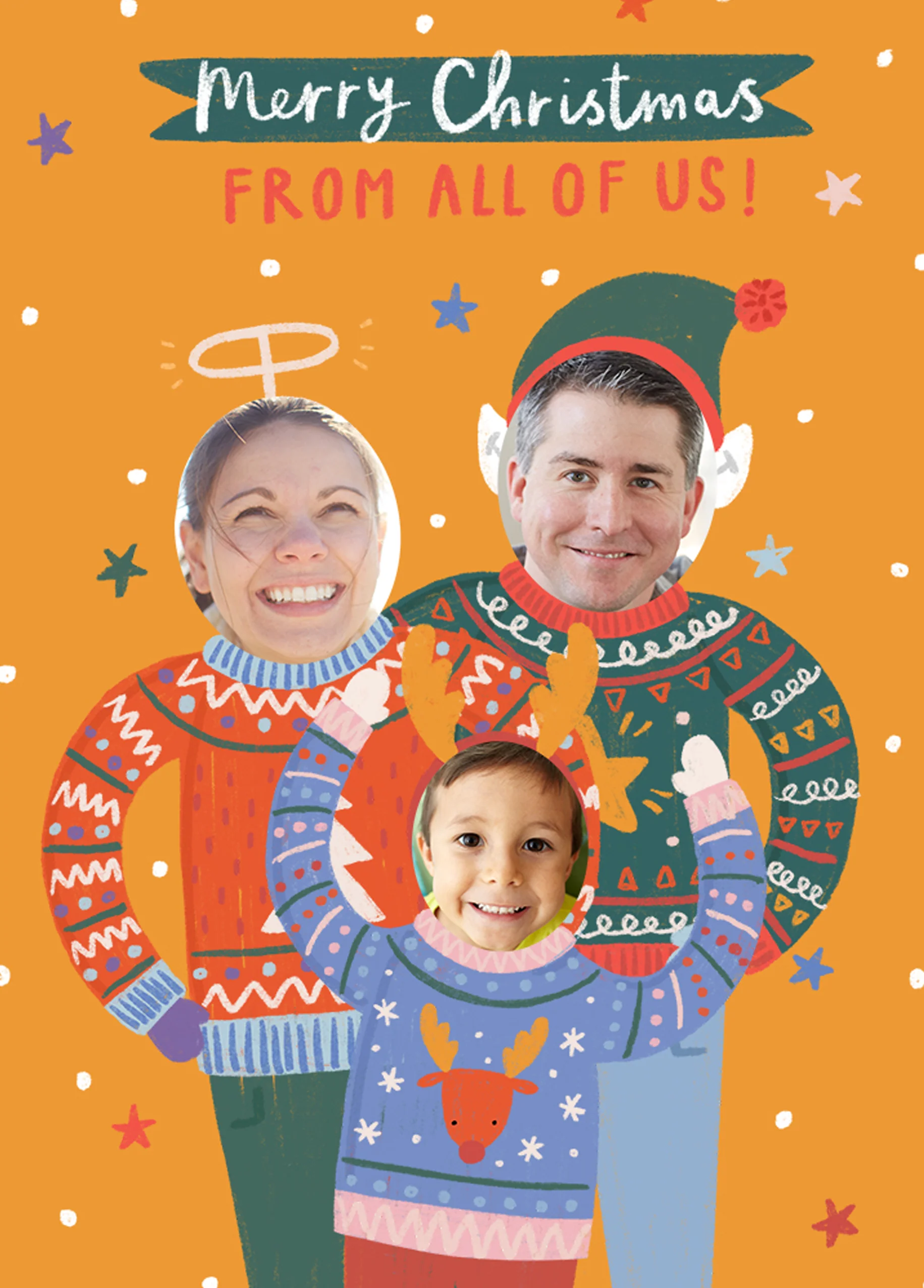 Personalised From All Of Us Jumper Photo Christmas Card