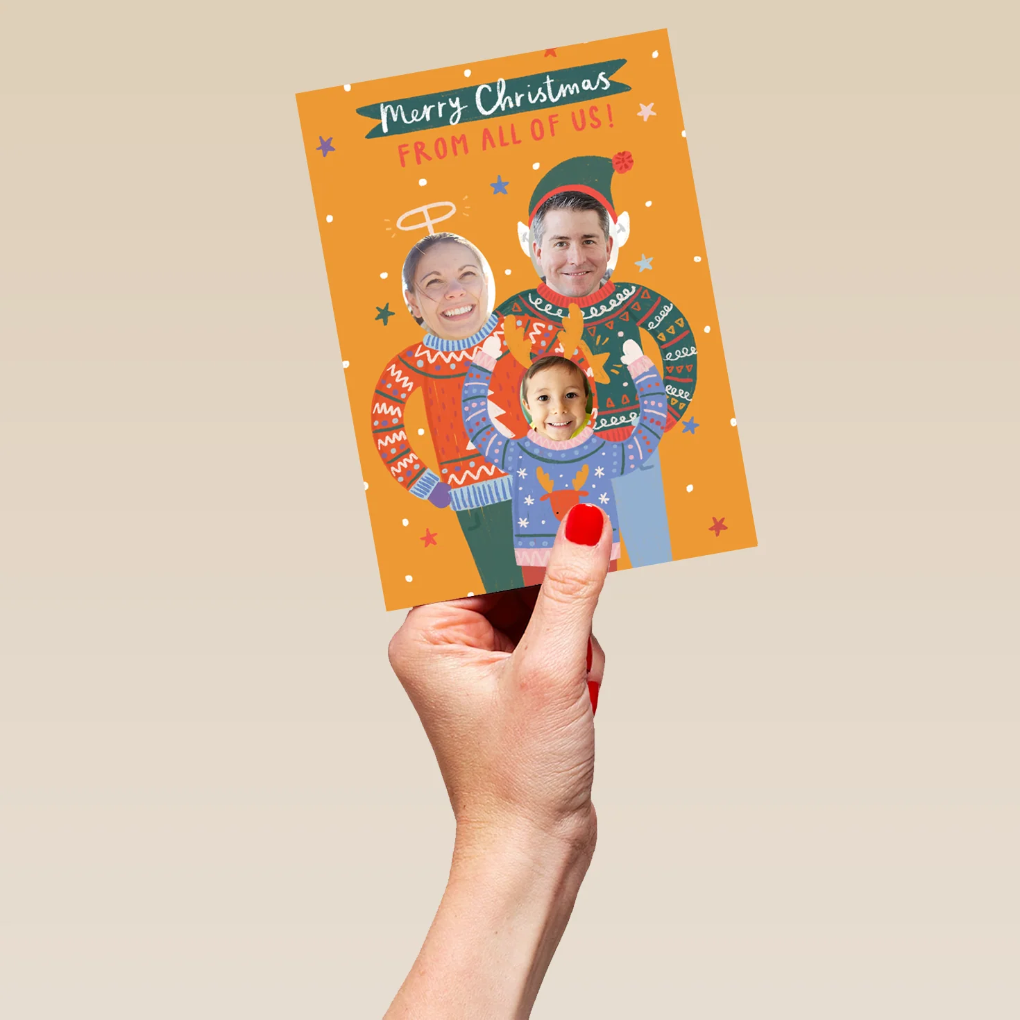 Personalised From All Of Us Jumper Photo Christmas Card - Image 5