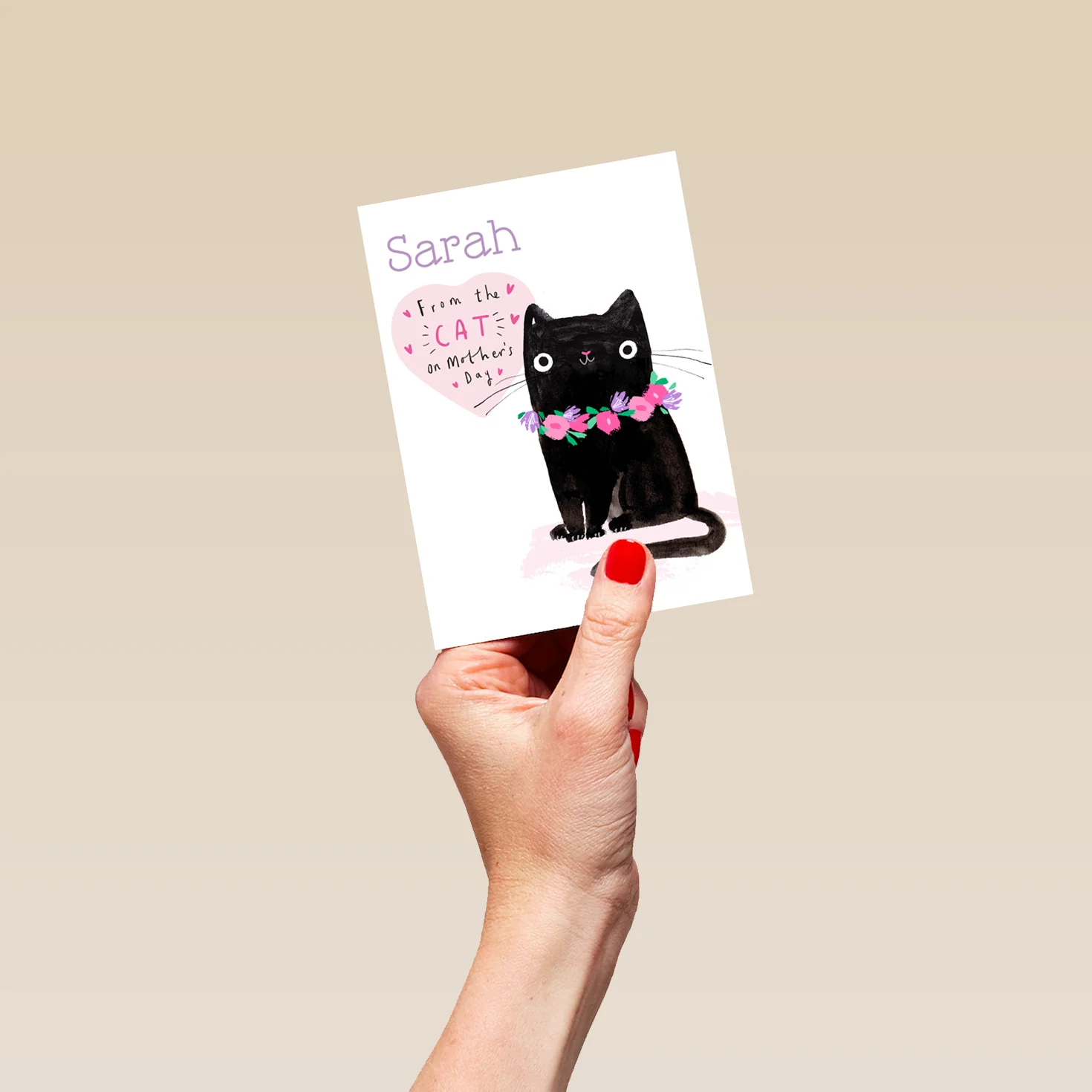 Personalised From Cat Cute Love Heart Mother's Day Card - Image 4