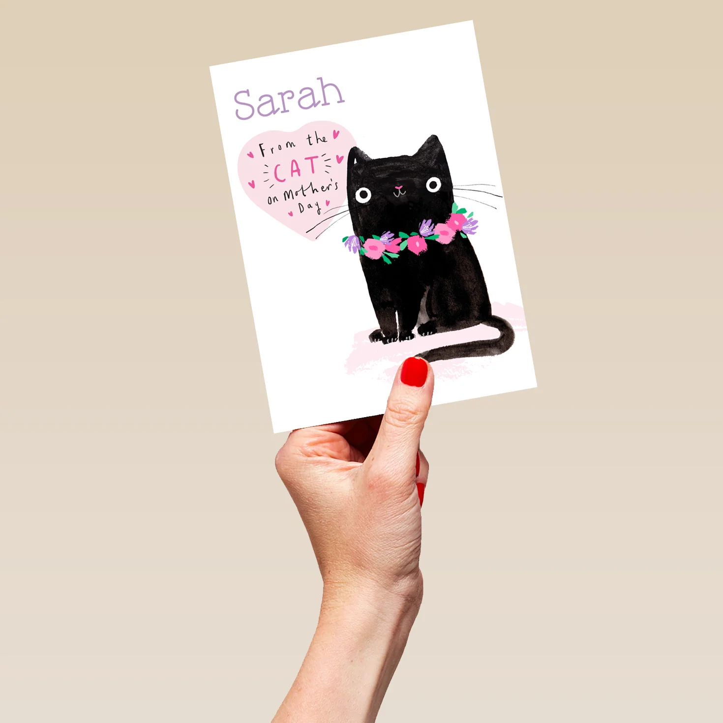 Personalised From Cat Cute Love Heart Mother's Day Card - Image 5