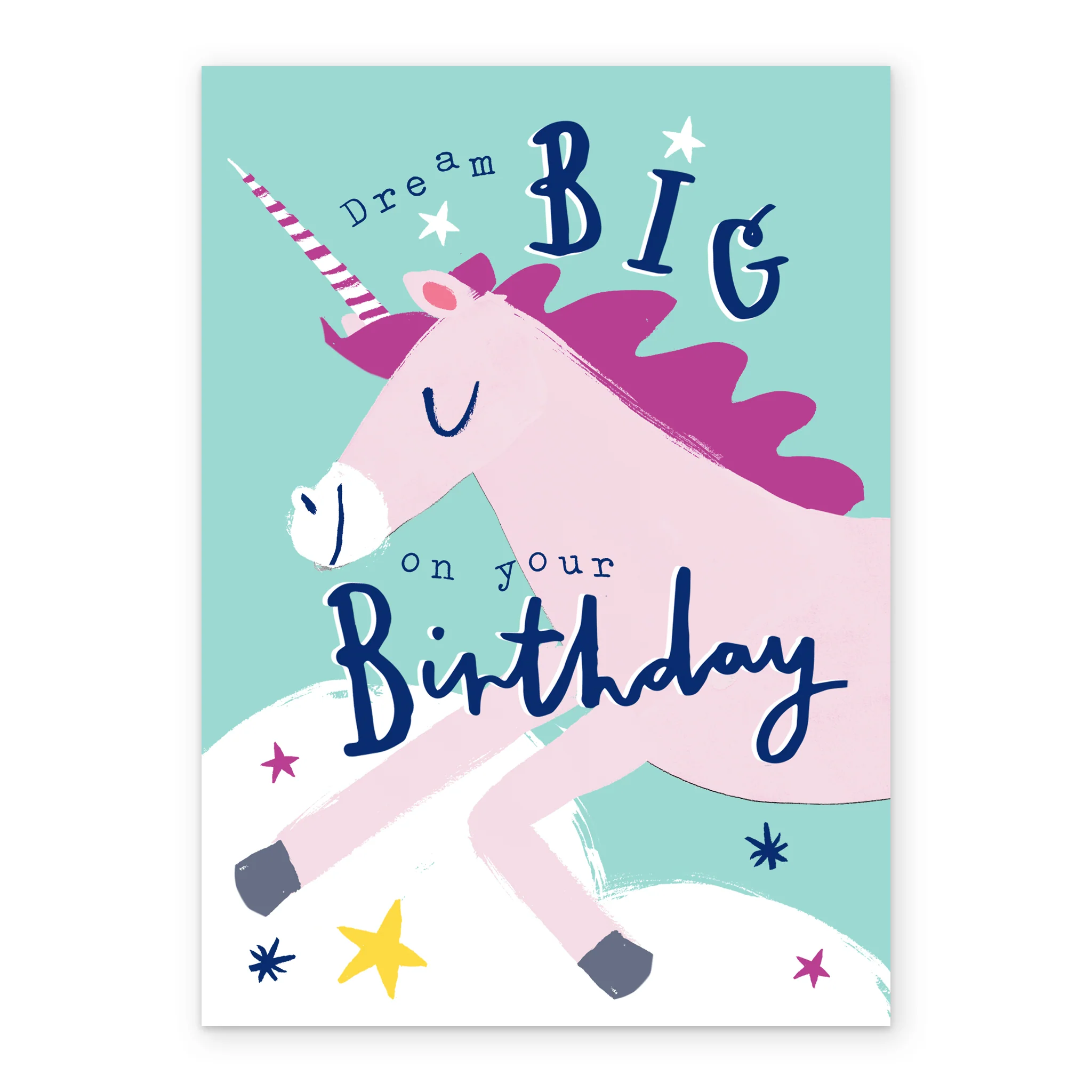 Personalised Fun Dream Big Unicorn Pink Kids Birthday Card - Image 2
