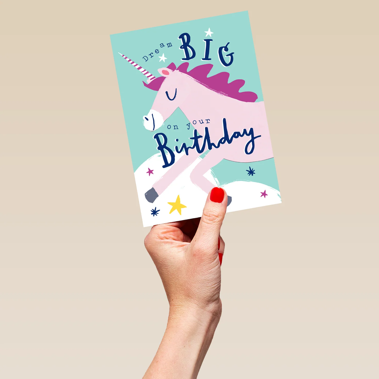 Personalised Fun Dream Big Unicorn Pink Kids Birthday Card - Image 5