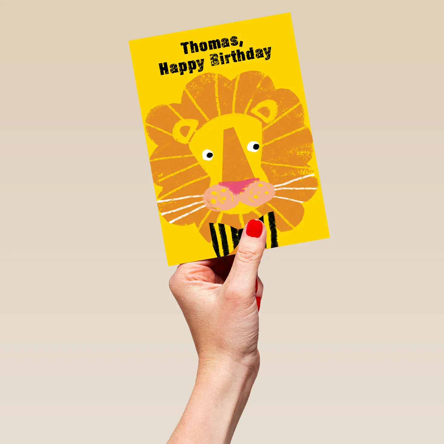Personalised Fun Lion In Bowtie Kids Birthday Card - Image 5