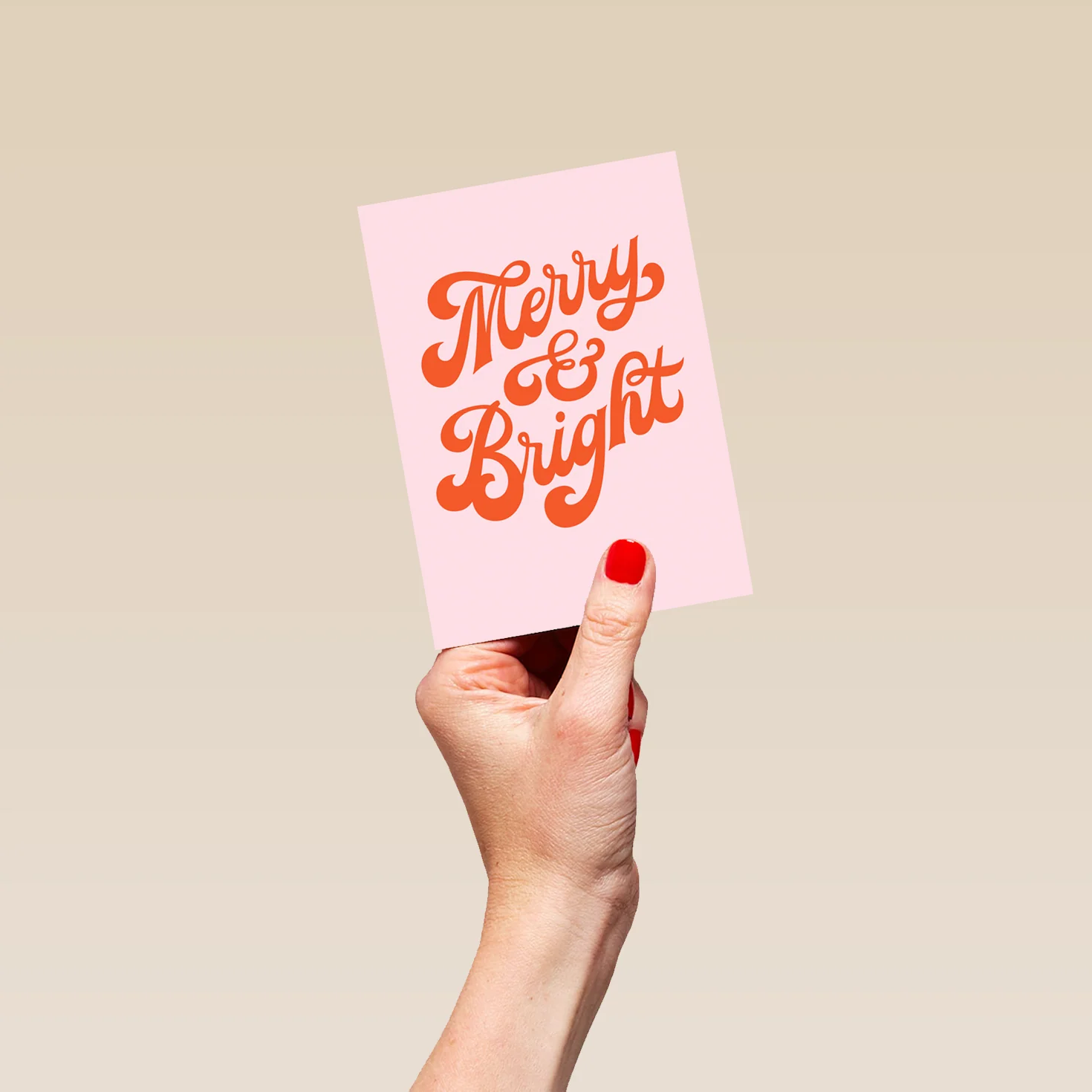 Personalised Fun 'Merry & Bright' Calligraphy Christmas Card - Image 4