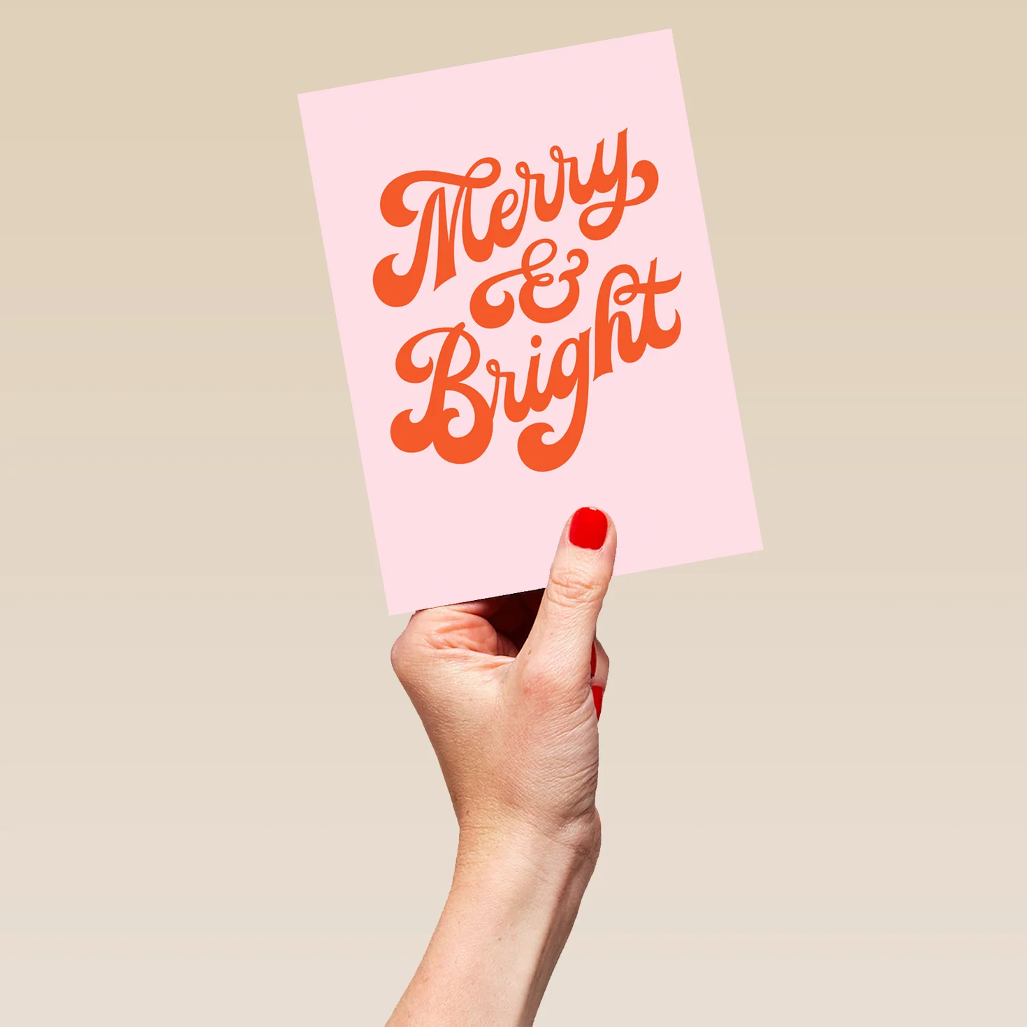 Personalised Fun 'Merry & Bright' Calligraphy Christmas Card - Image 5