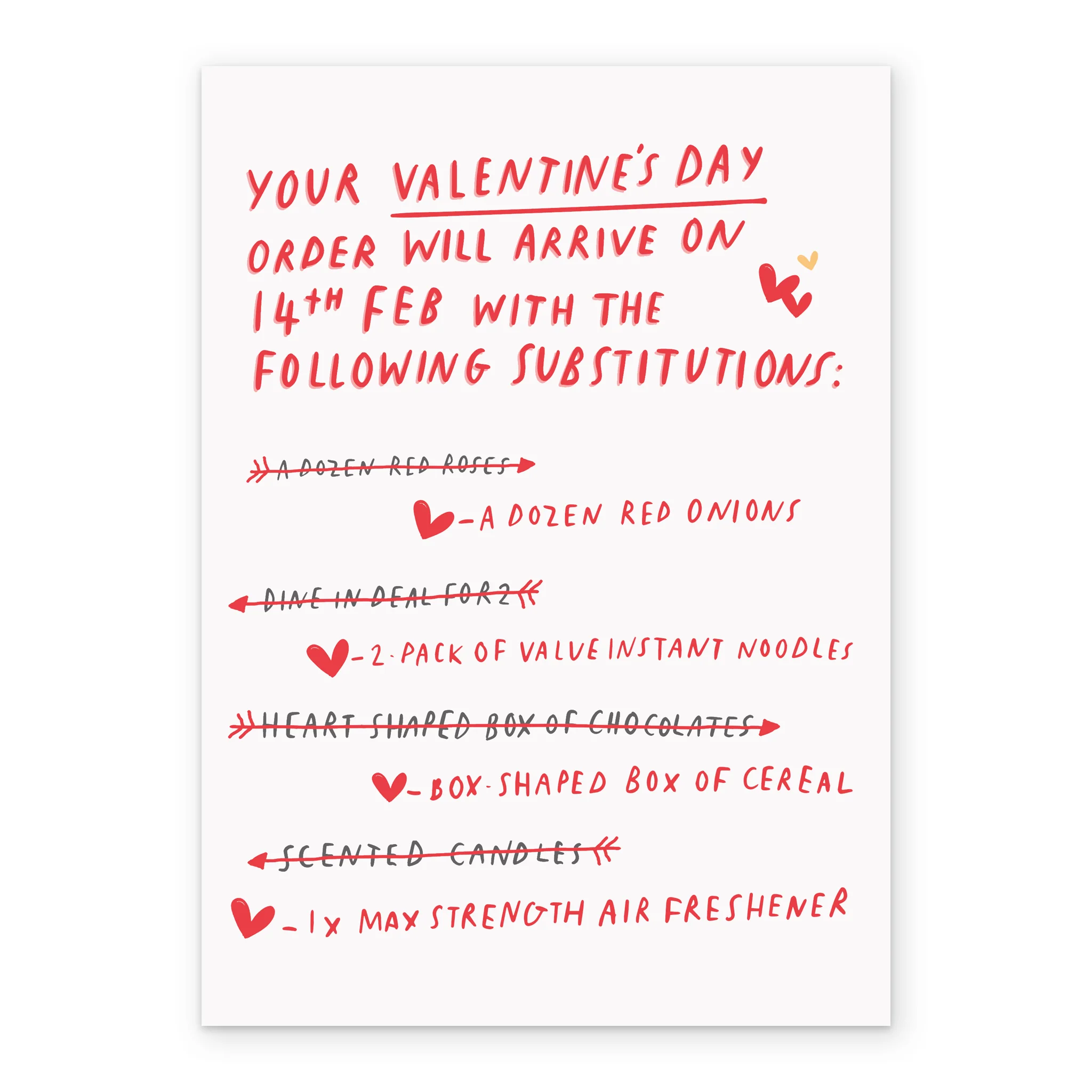 Personalised Funny 14th Feb Following Substitutions Valentine's Day Card - Image 2