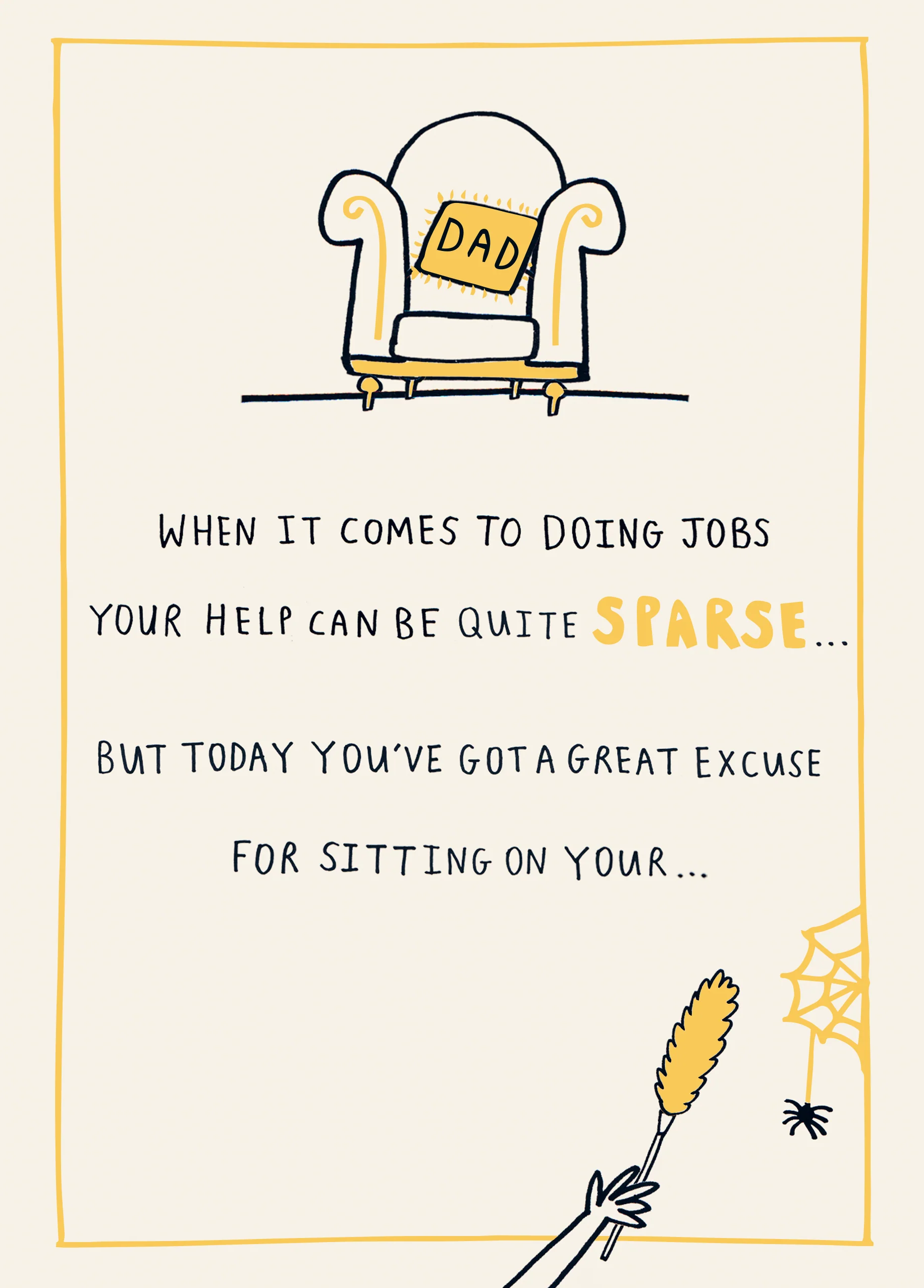 Personalised Funny Arm Chair Father's Day Card for Dad