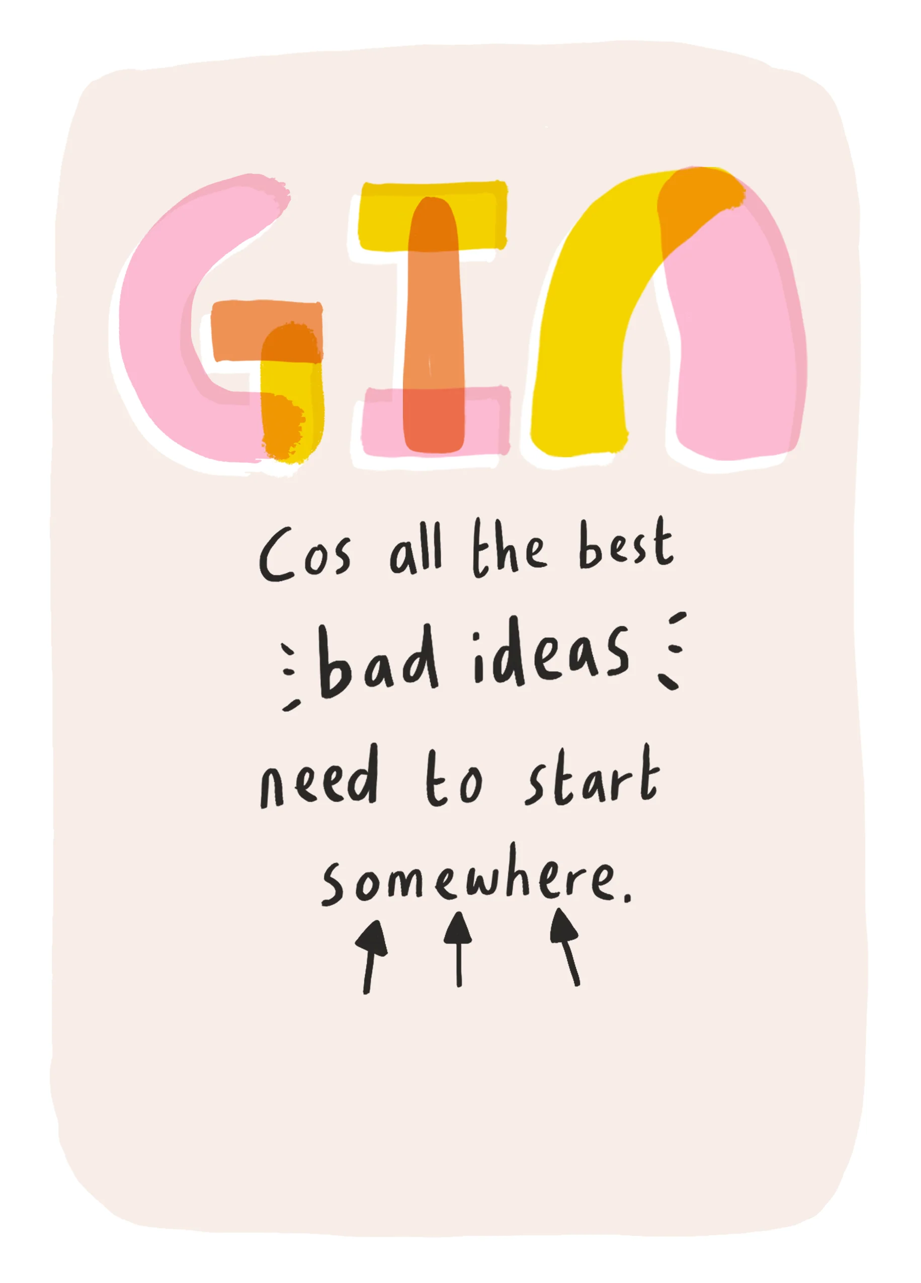Personalised Funny Bad Ideas & Gin Birthday Card