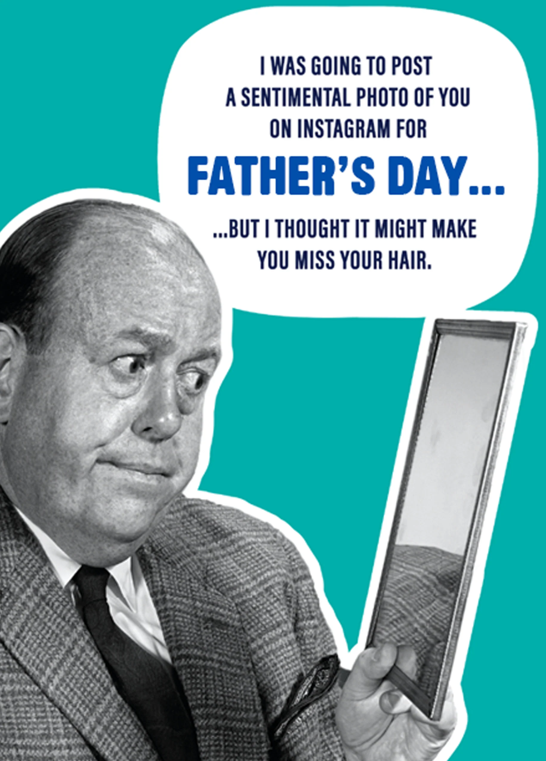 Personalised Funny Black And White Mirror Father's Day Card