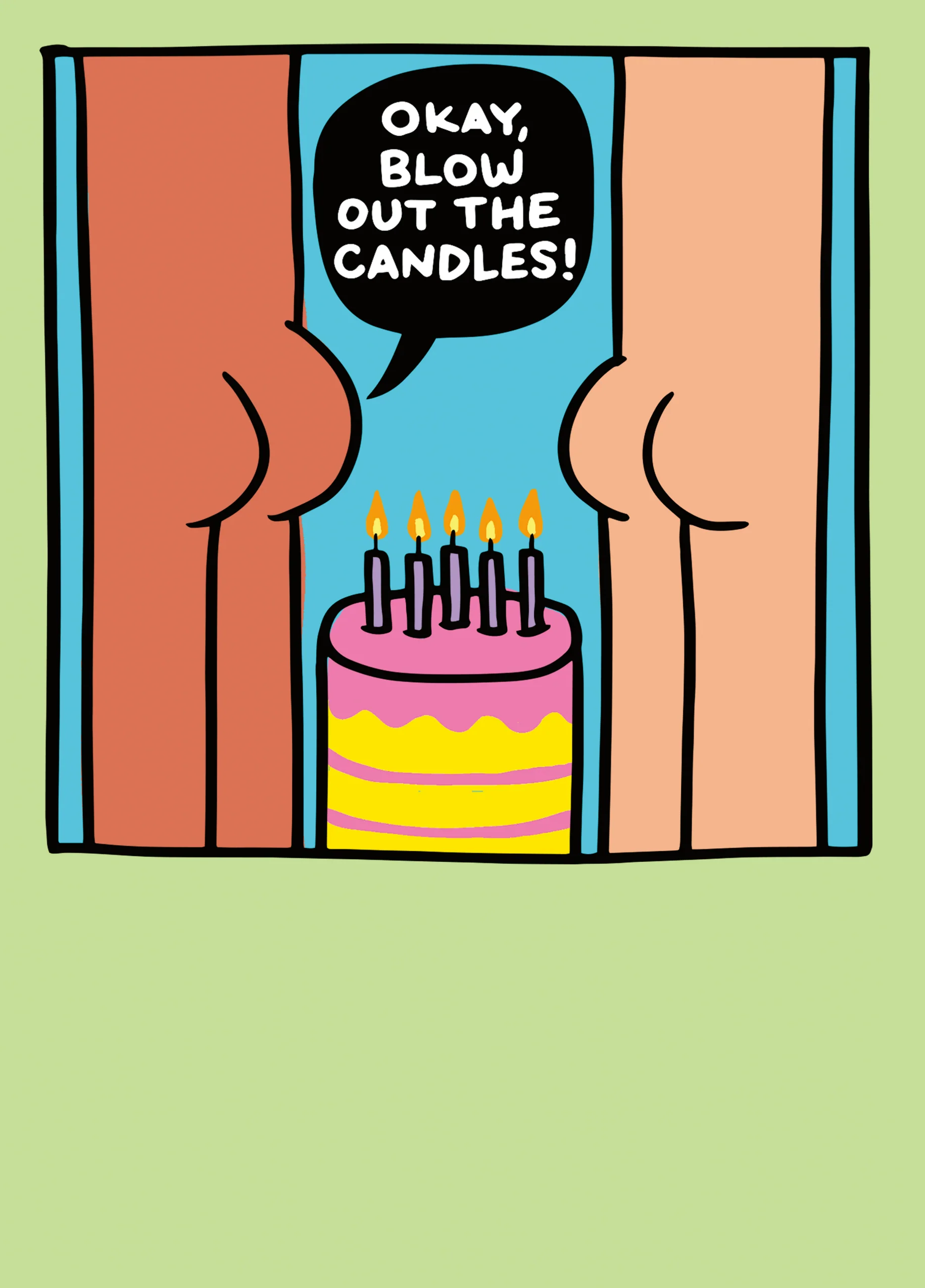 Personalised Funny Blow Candles Cartoon Birthday Card
