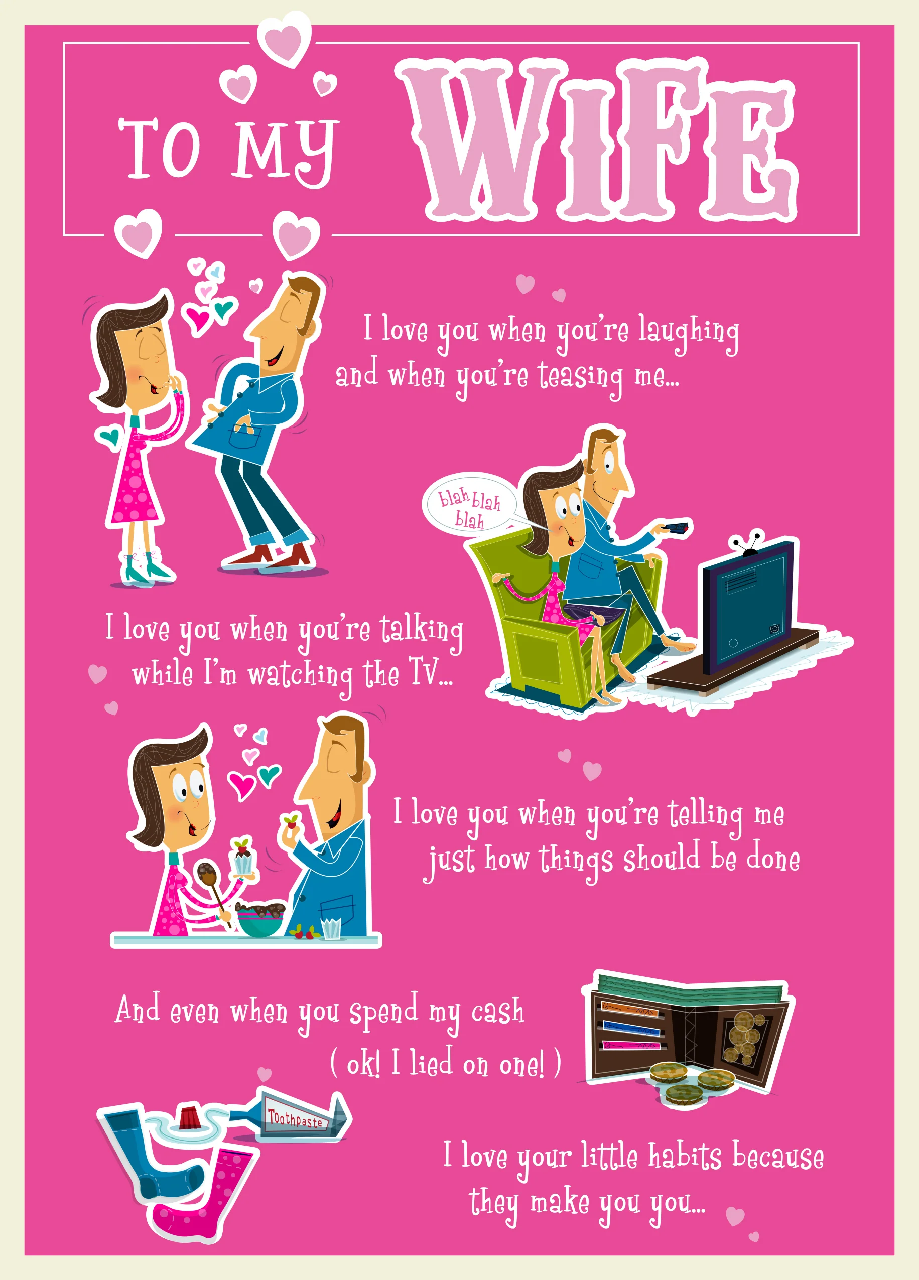 Personalised Funny Cartoon Card For Wife