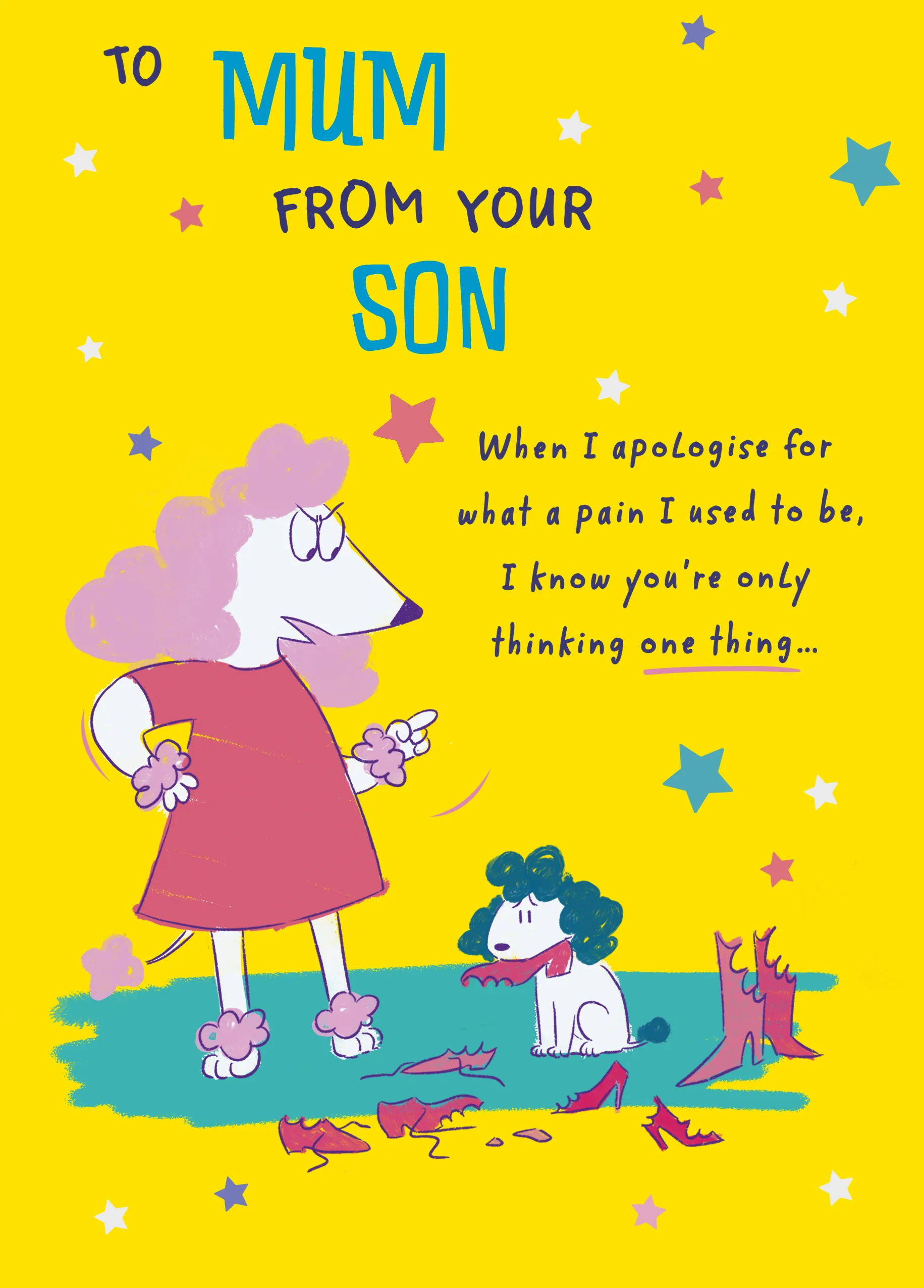 Personalised Funny Cartoon Poodle Dog Mother's Day Card For Mum