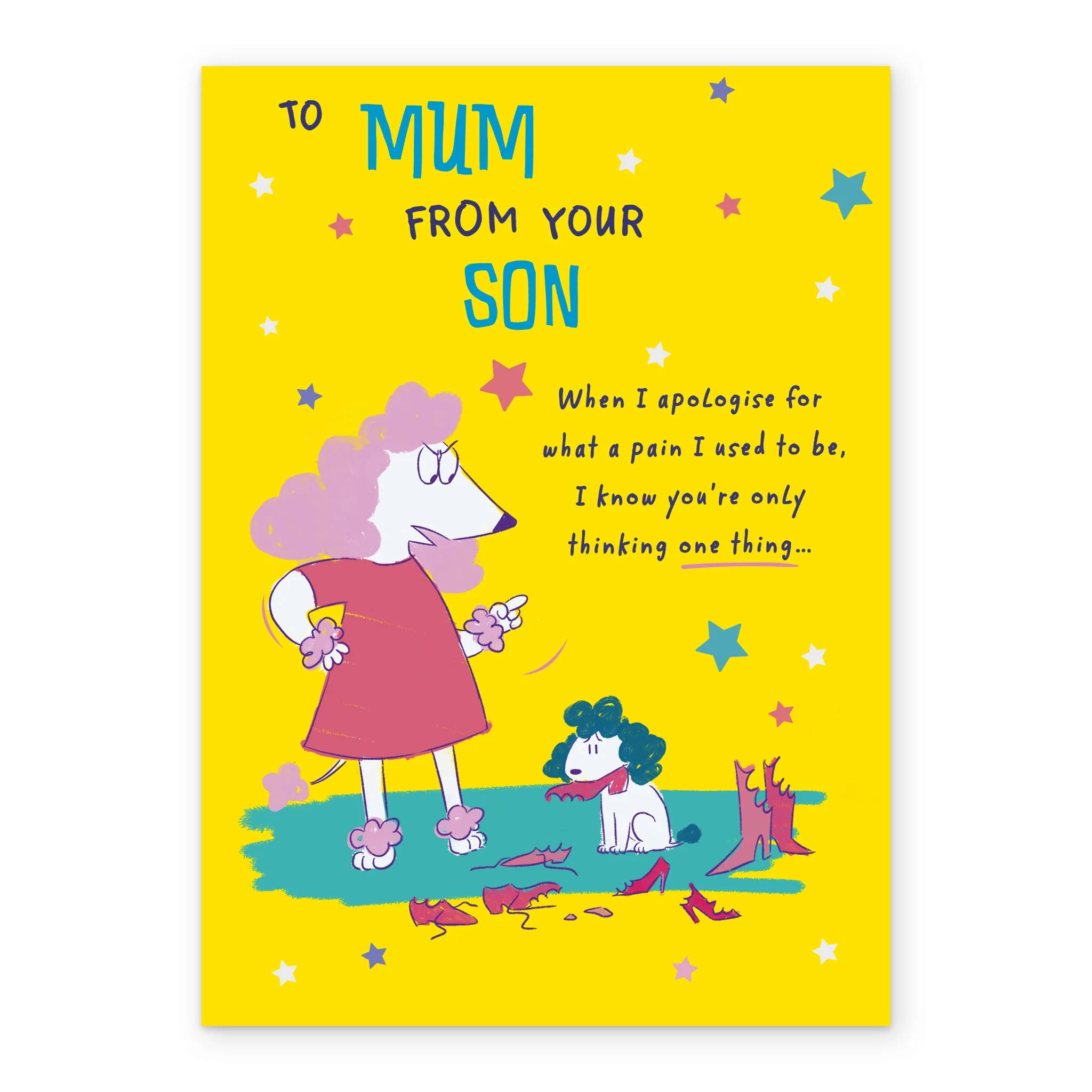 Personalised Funny Cartoon Poodle Dog Mother's Day Card For Mum - Image 2