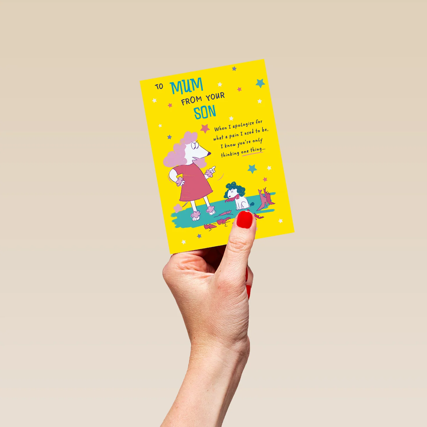 Personalised Funny Cartoon Poodle Dog Mother's Day Card For Mum - Image 4