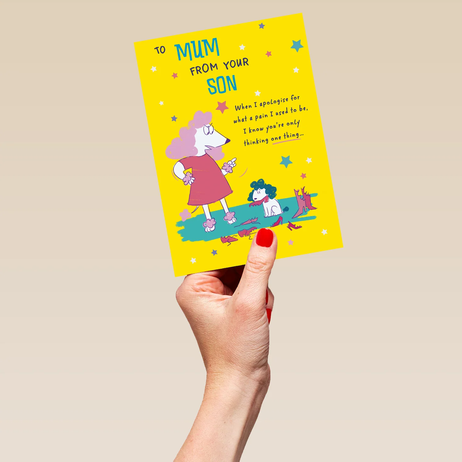 Personalised Funny Cartoon Poodle Dog Mother's Day Card For Mum - Image 5