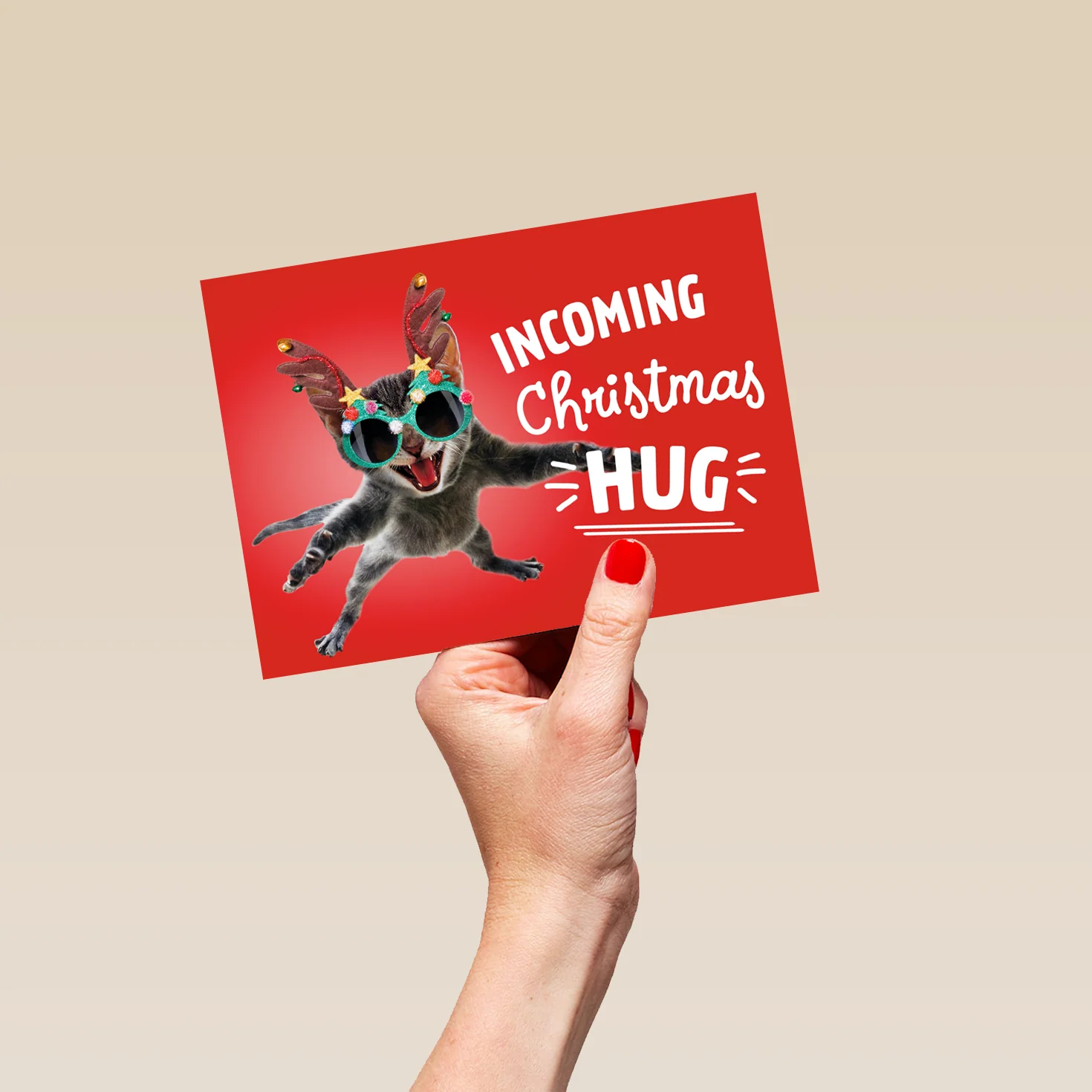 Personalised Funny Cat Hug Christmas Card - Image 5