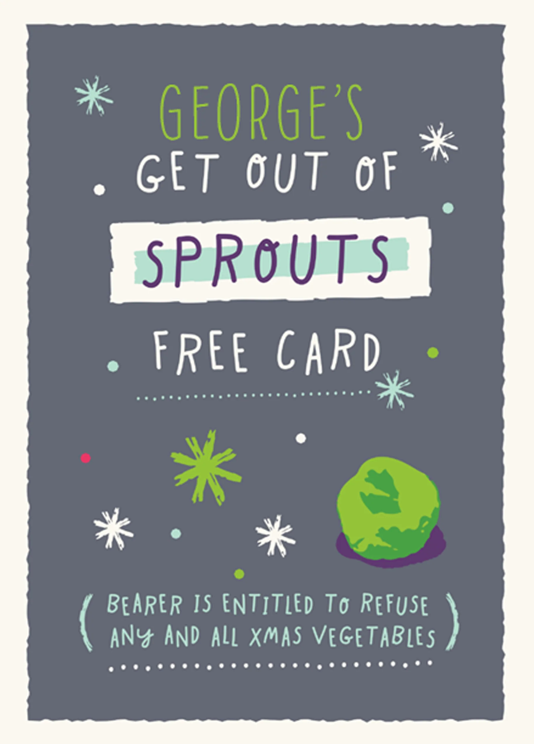 Personalised & Editable Funny Sprouts Christmas Card for Him