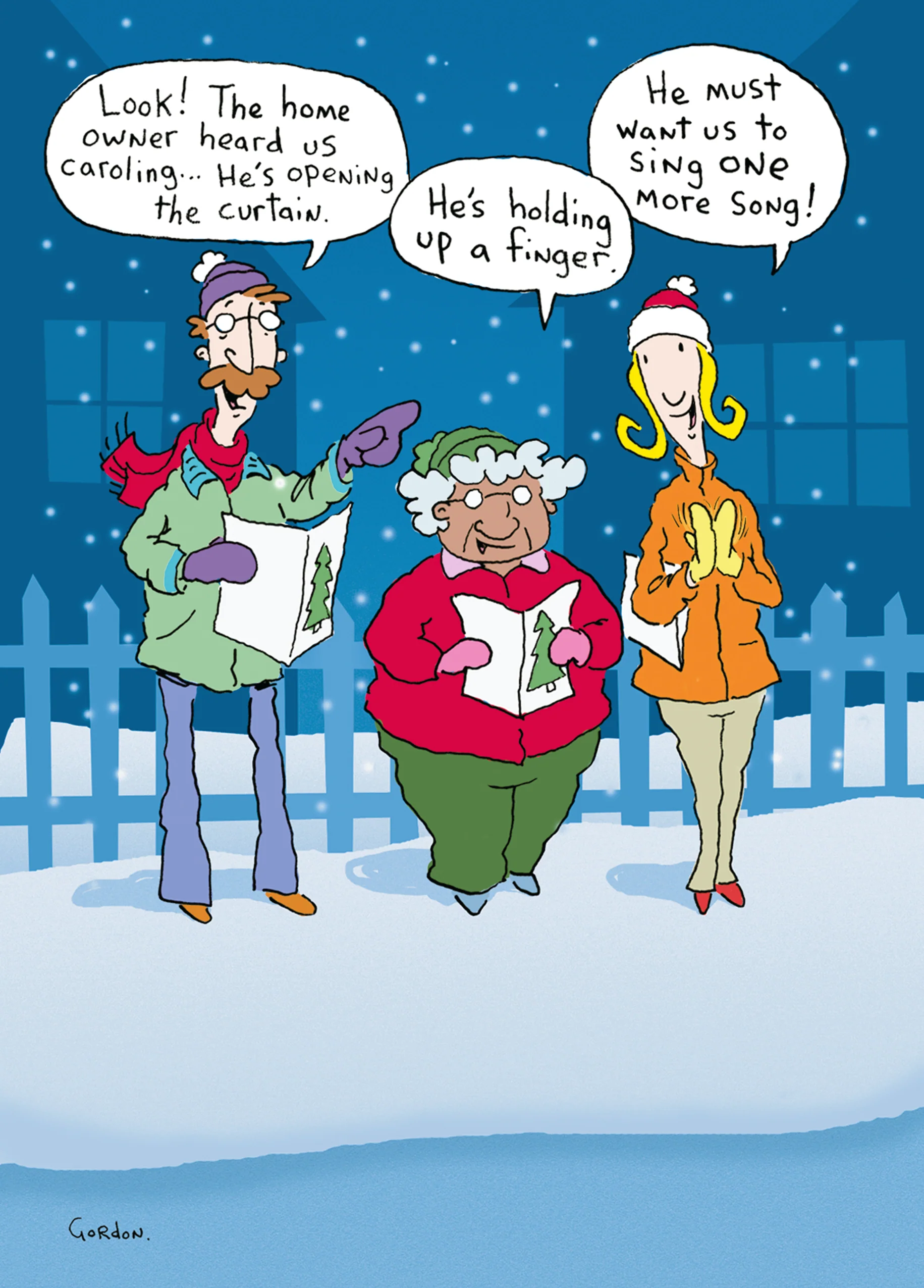 Personalised Funny Christmas Shoebox Cartoon Carol Singers Card