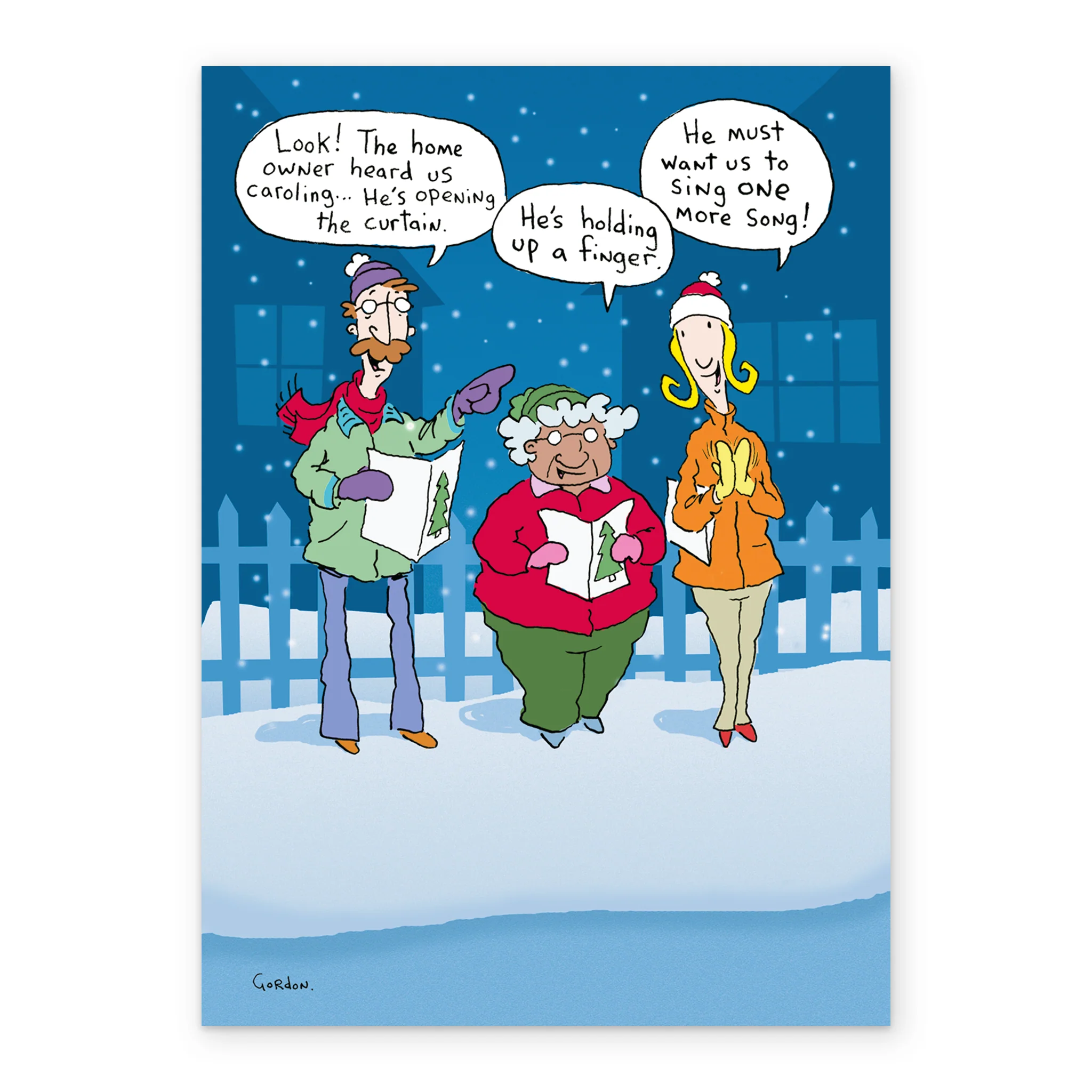 Personalised Funny Christmas Shoebox Cartoon Carol Singers Card - Image 2