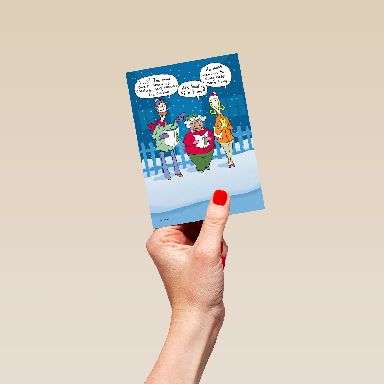 Personalised Funny Christmas Shoebox Cartoon Carol Singers Card - Image 4