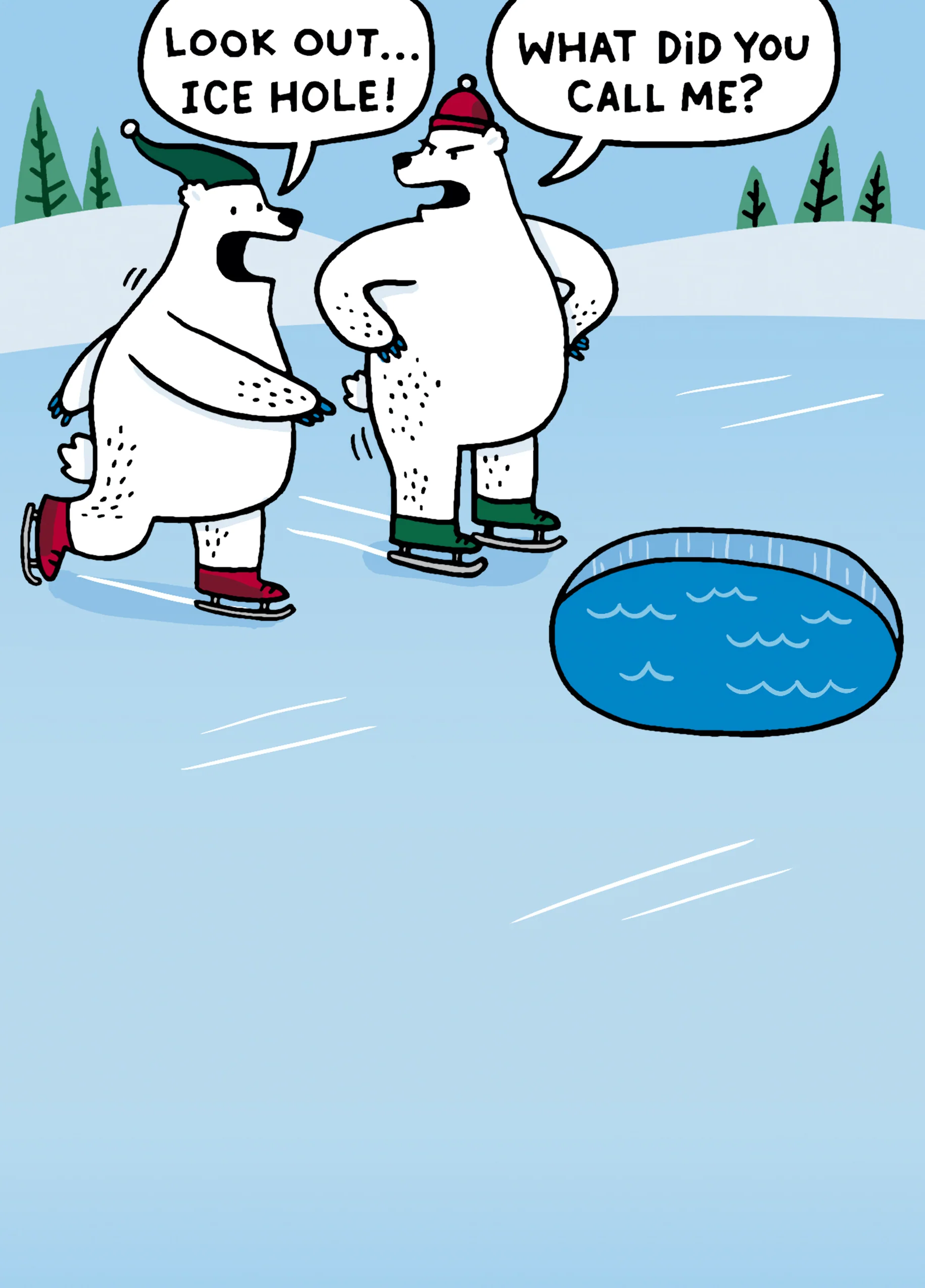 Personalised Funny Christmas Shoebox Cartoon Ice Hole Card