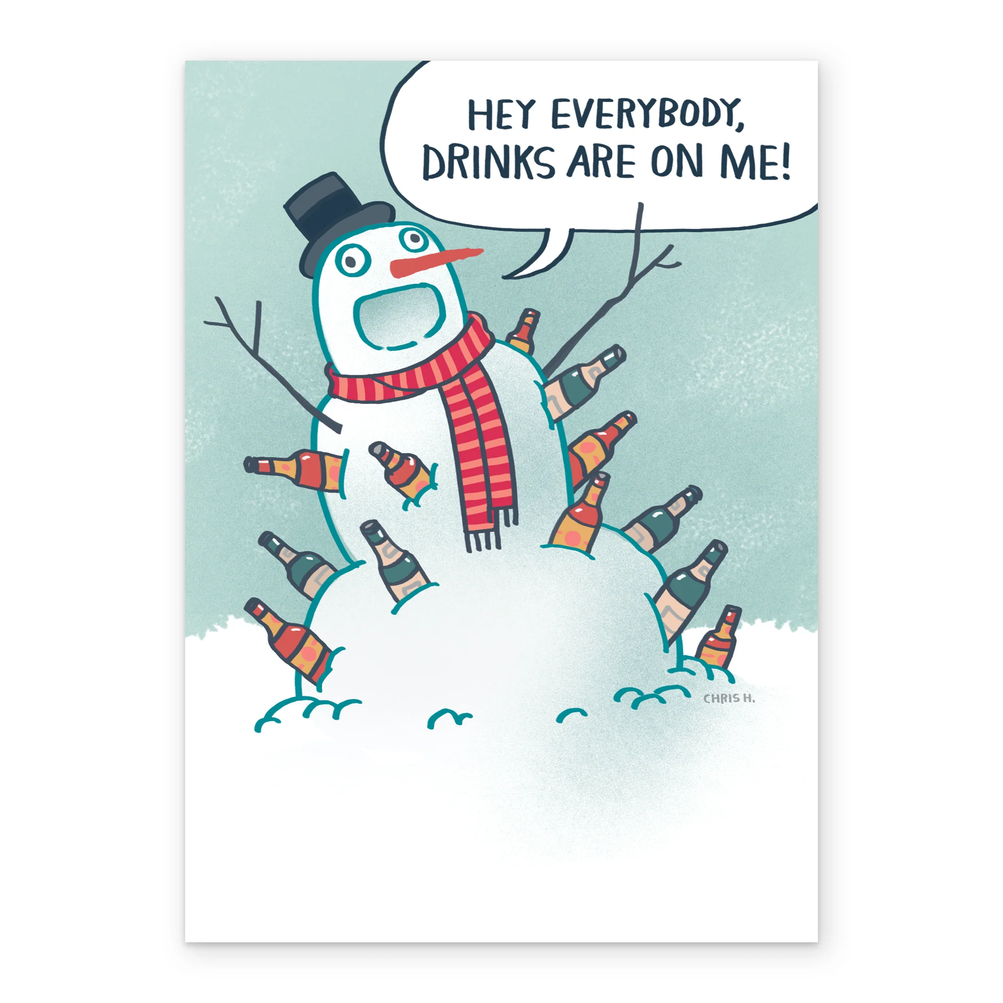 Personalised Funny Christmas Shoebox Cartoon Snowman Drinks Card - Image 2