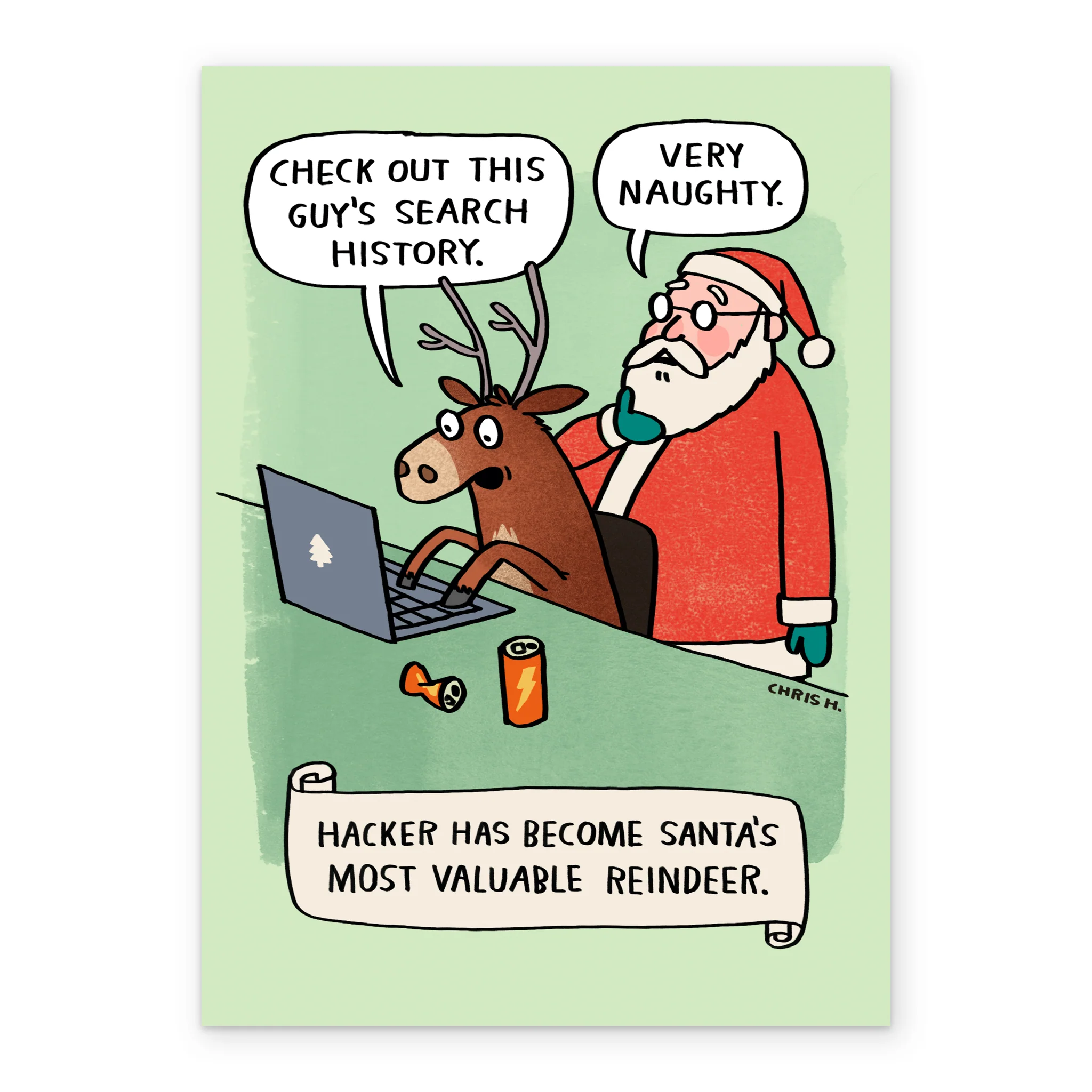 Personalised Funny Christmas Shoebox For Him Reindeer Hacker Card - Image 2