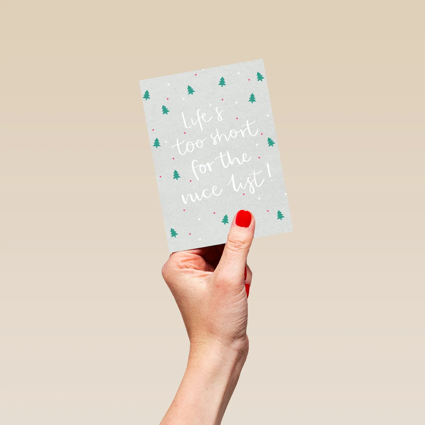 Personalised Funny Christmas Text-Based Life's Too Short For The Nice List Card - Image 4
