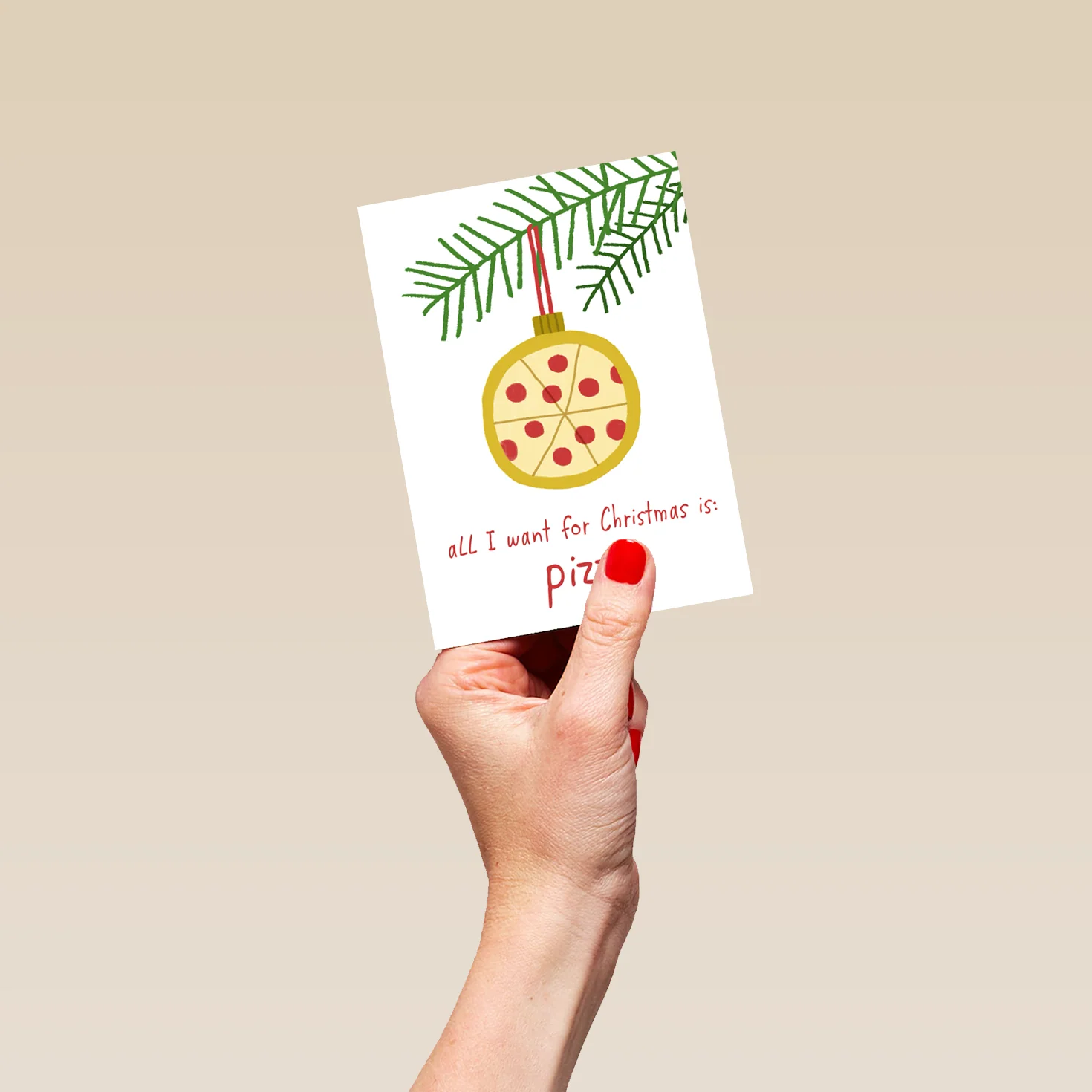 Personalised Funny Christmas Tree Pizza Card - Image 4
