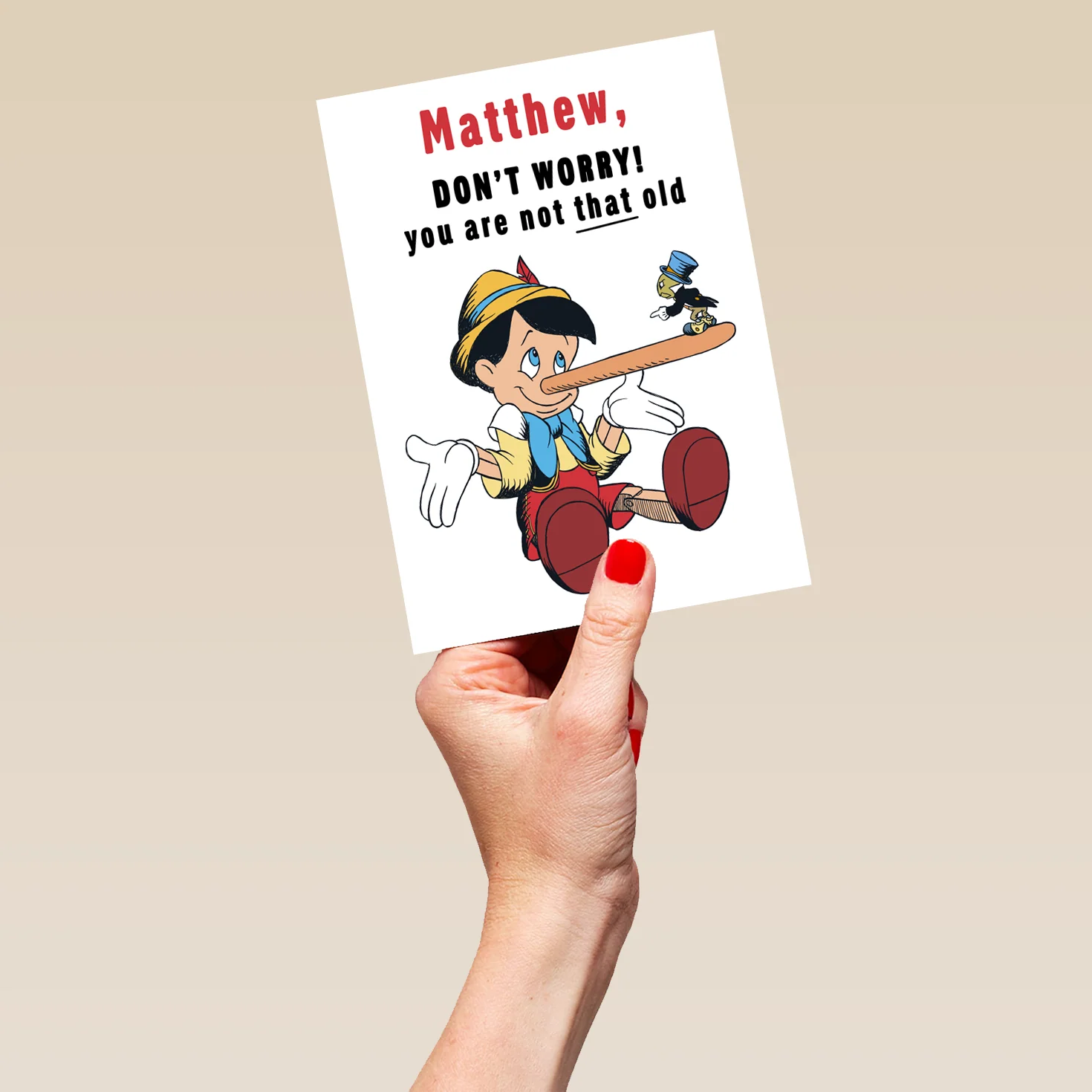 Personalised Funny Disney Pinocchio Birthday Card - Image 5