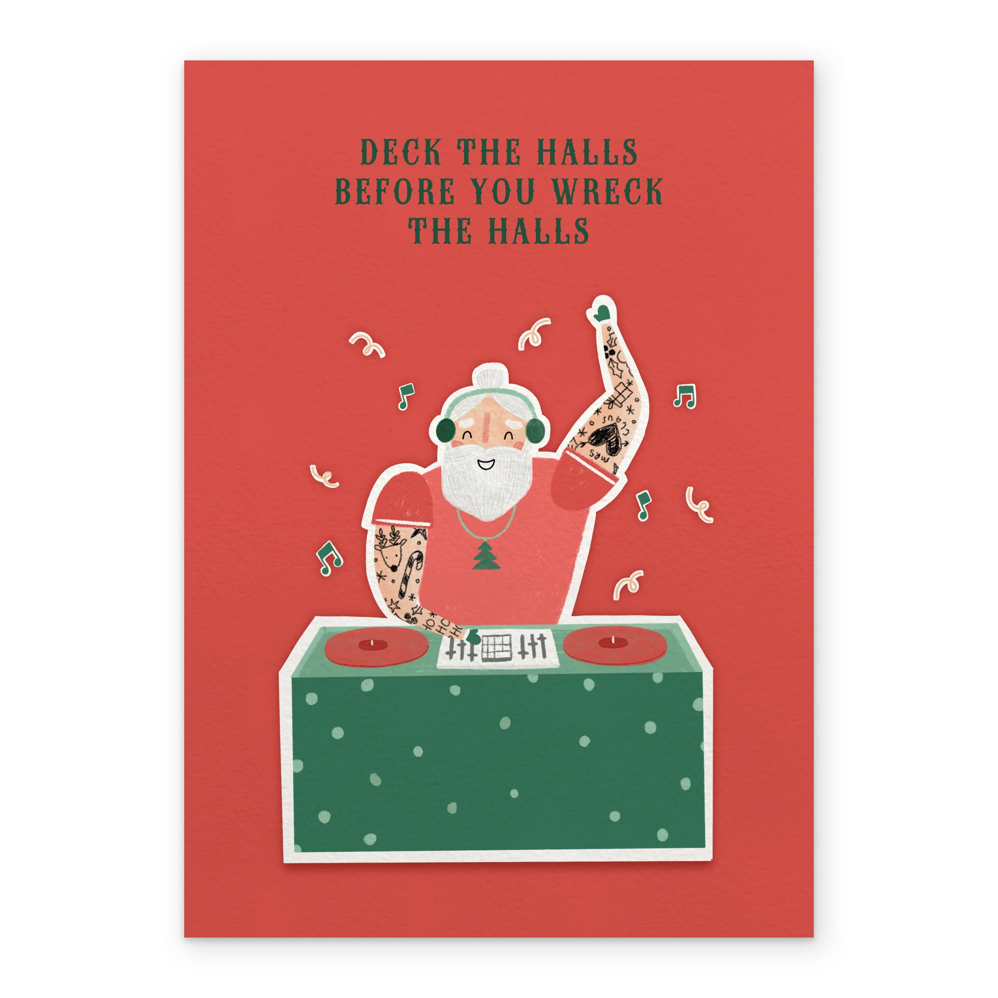 Personalised Funny DJ Santa Wreck The Halls Christmas Card - Image 2