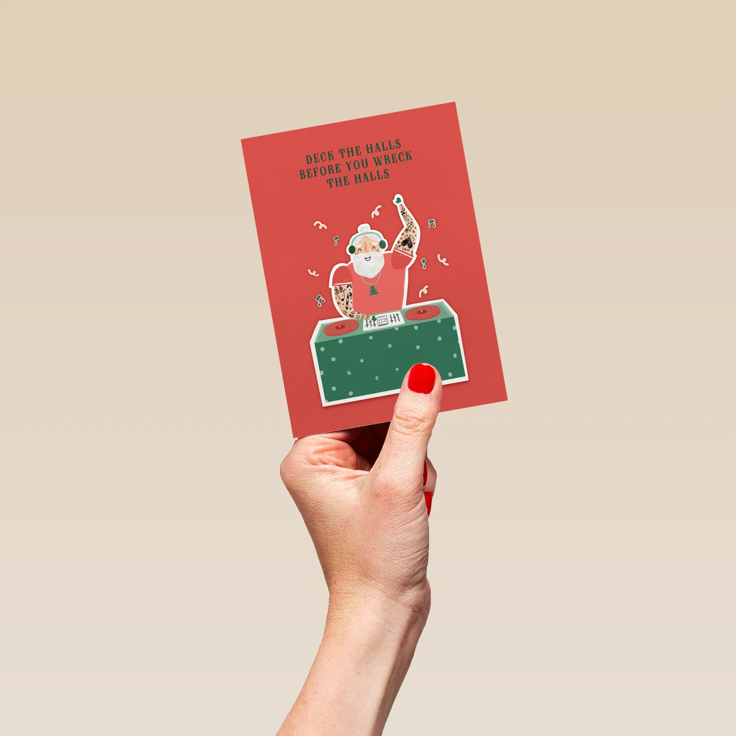 Personalised Funny DJ Santa Wreck The Halls Christmas Card - Image 4