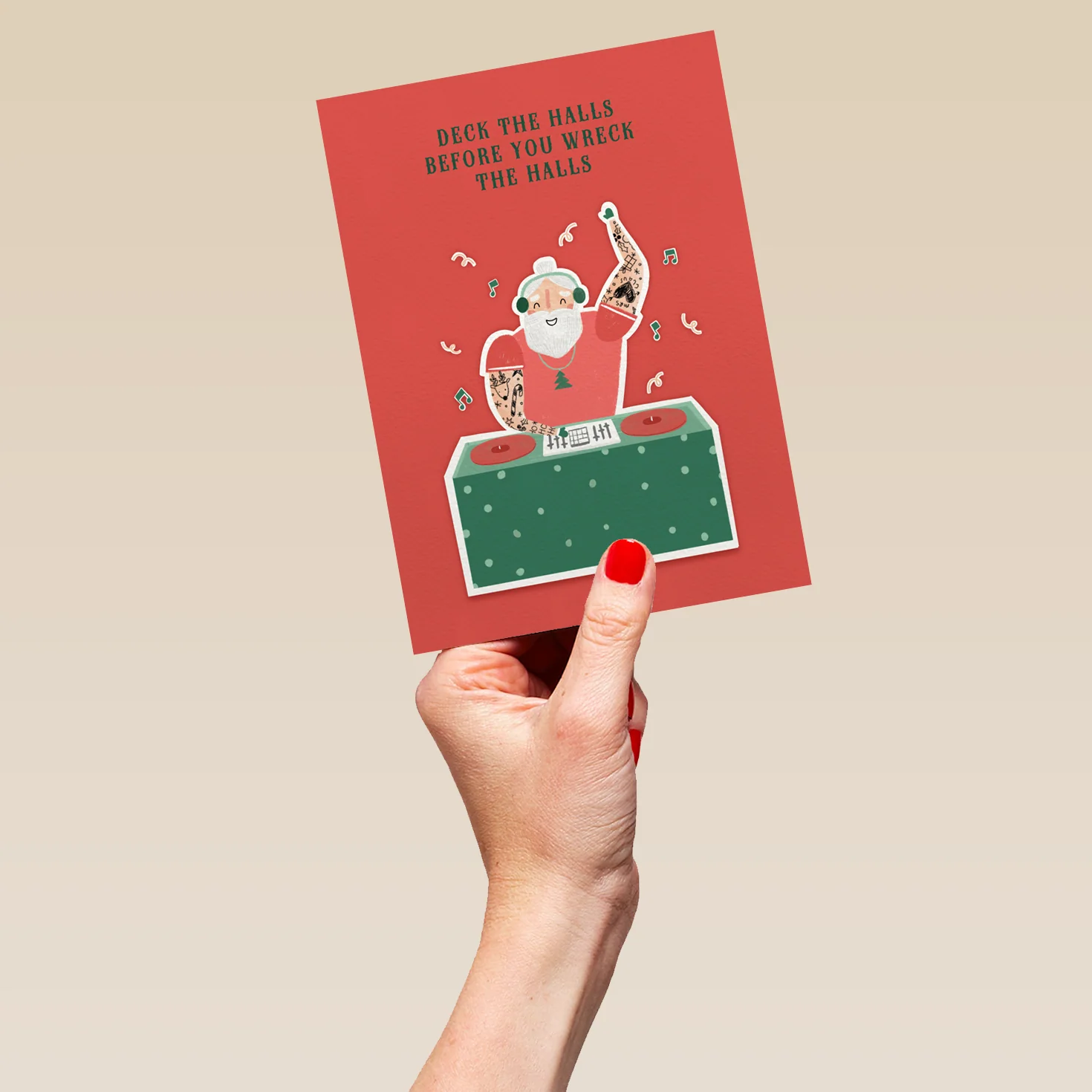 Personalised Funny DJ Santa Wreck The Halls Christmas Card - Image 5