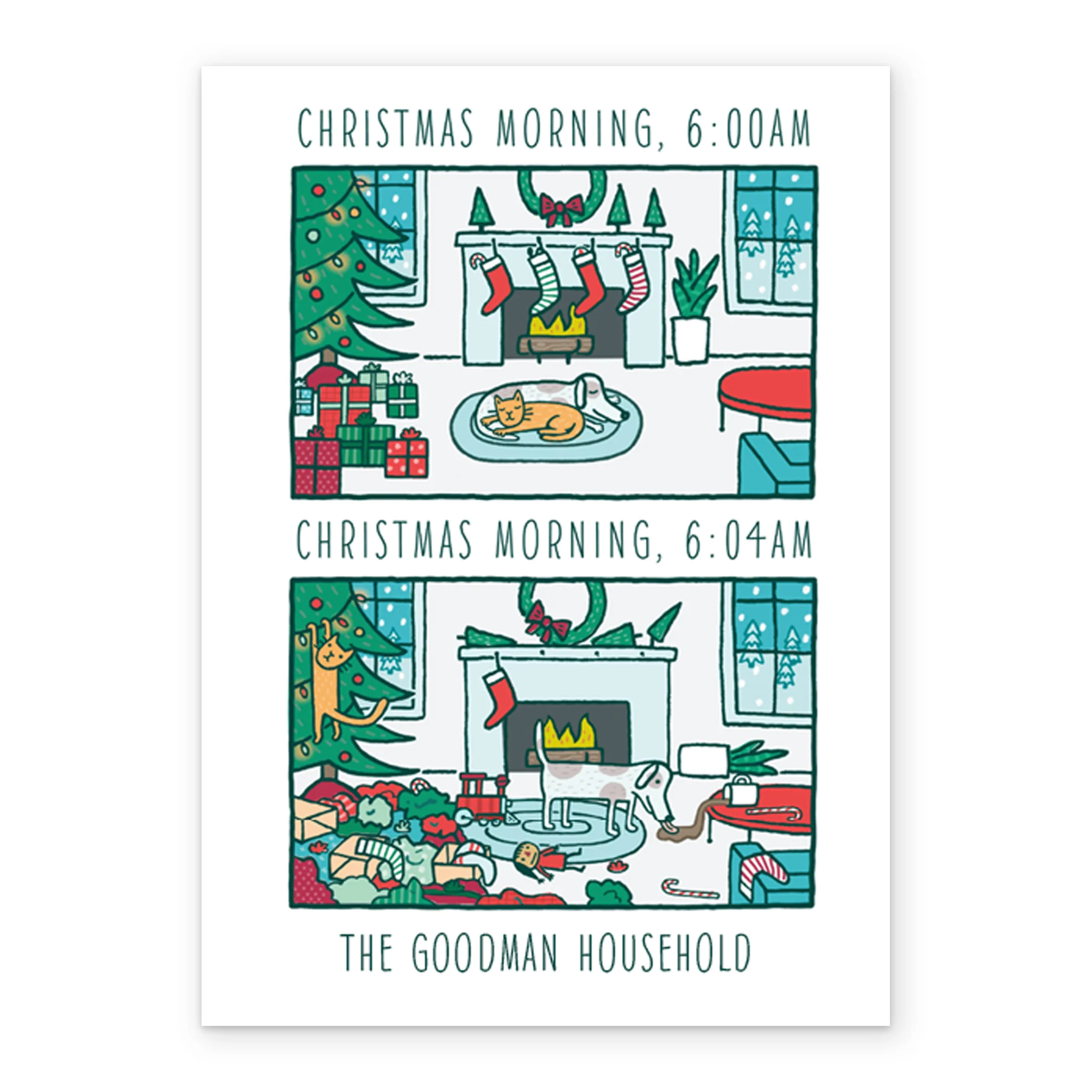 Personalised Funny Editable Cartoon Christmas Morning Card - Image 2