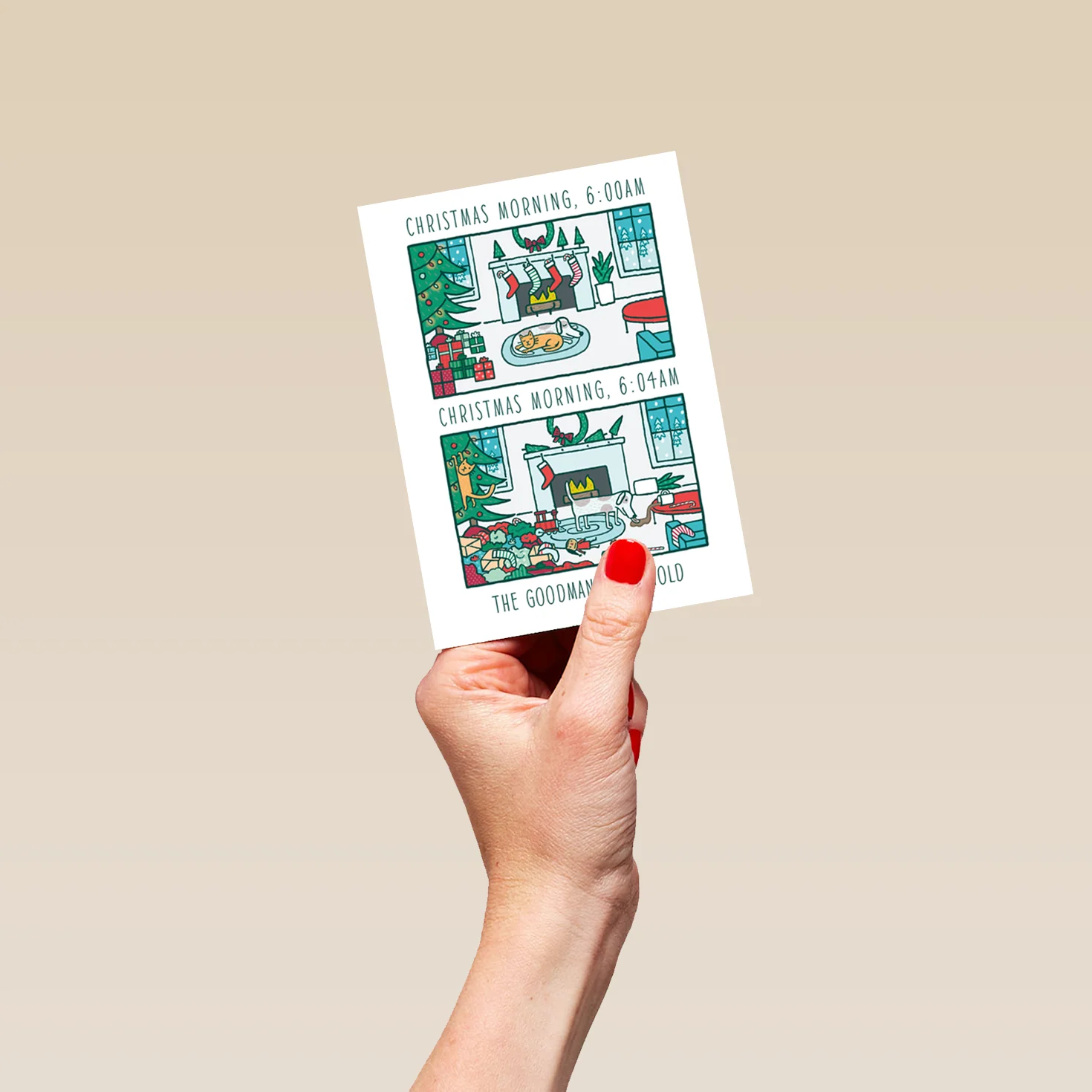 Personalised Funny Editable Cartoon Christmas Morning Card - Image 4