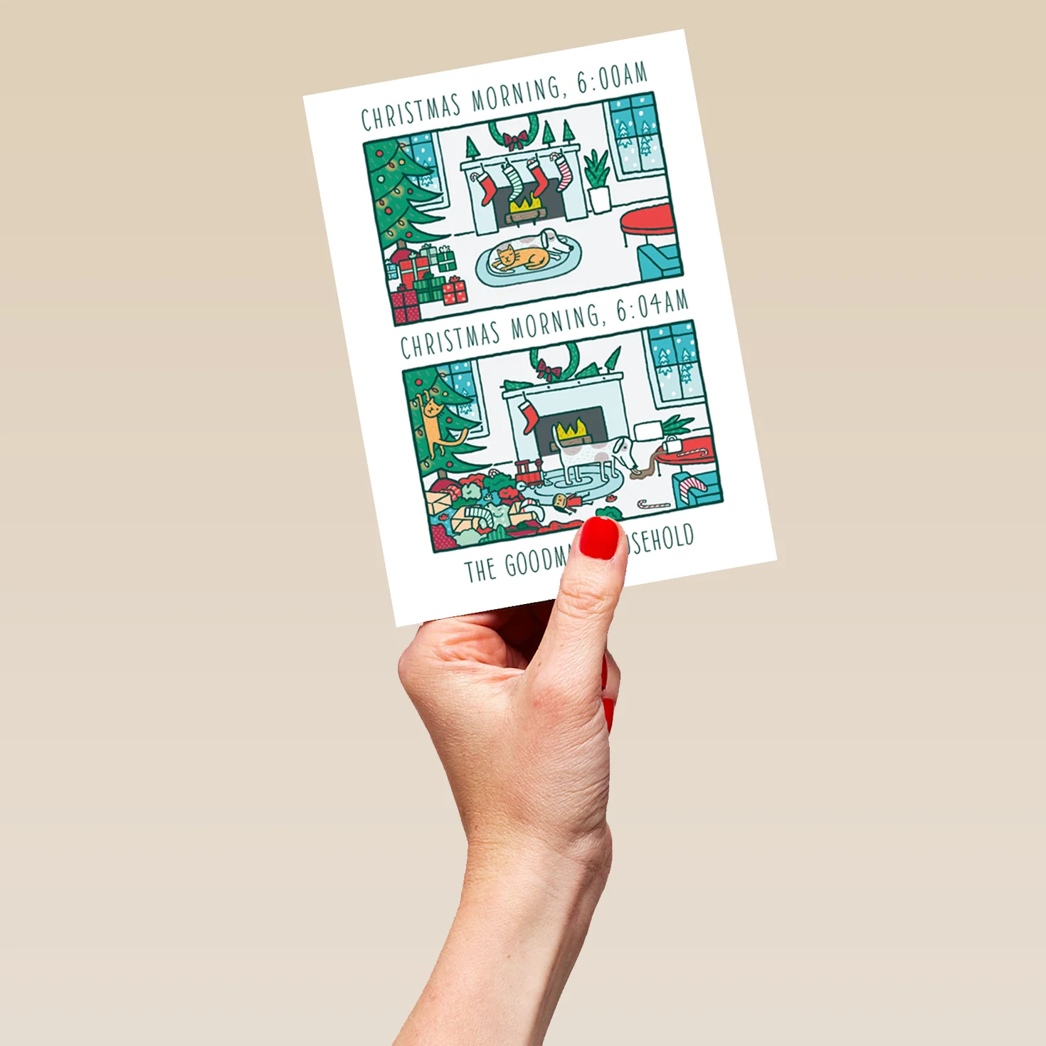 Personalised Funny Editable Cartoon Christmas Morning Card - Image 5