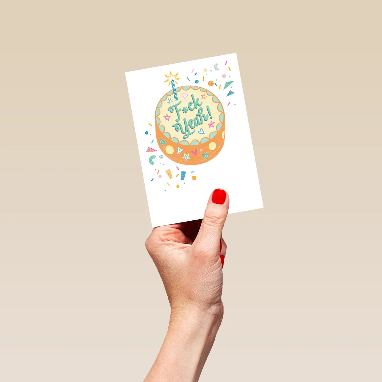 Personalised Funny 'F*ck Yeah!' Cake Birthday Card - Image 4