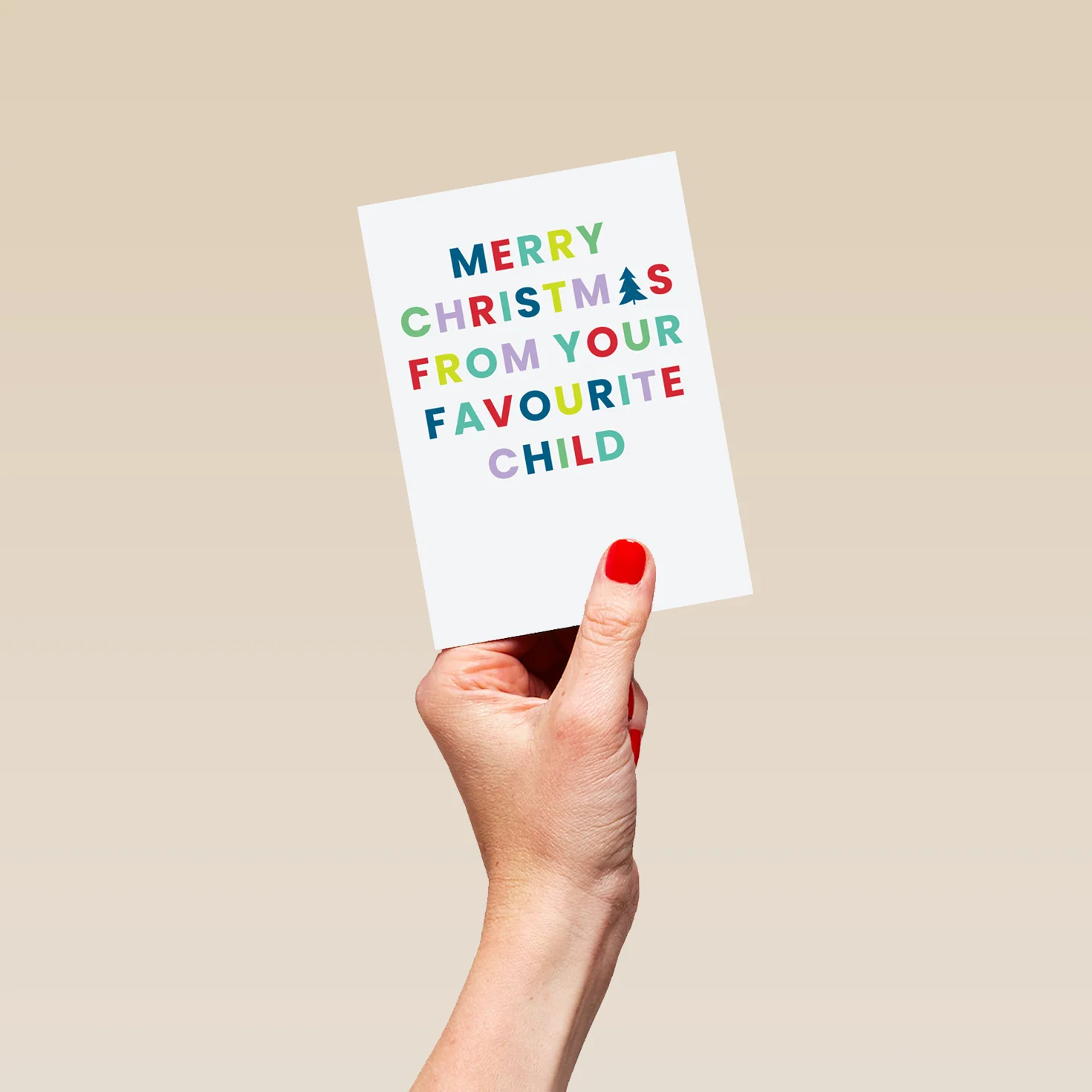 Personalised Funny Favourite Child Rainbow Text Christmas Card - Image 4