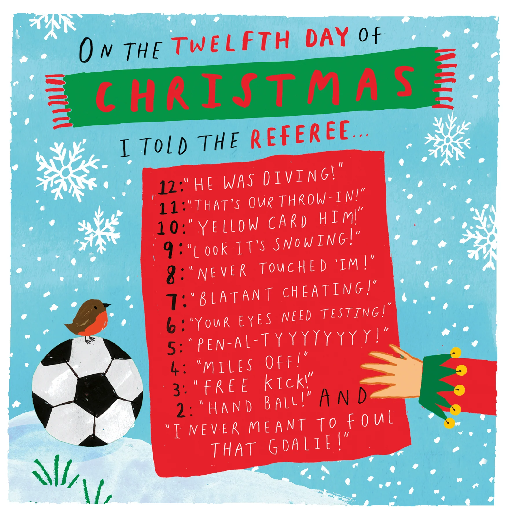 Personalised Funny Football List Christmas Card